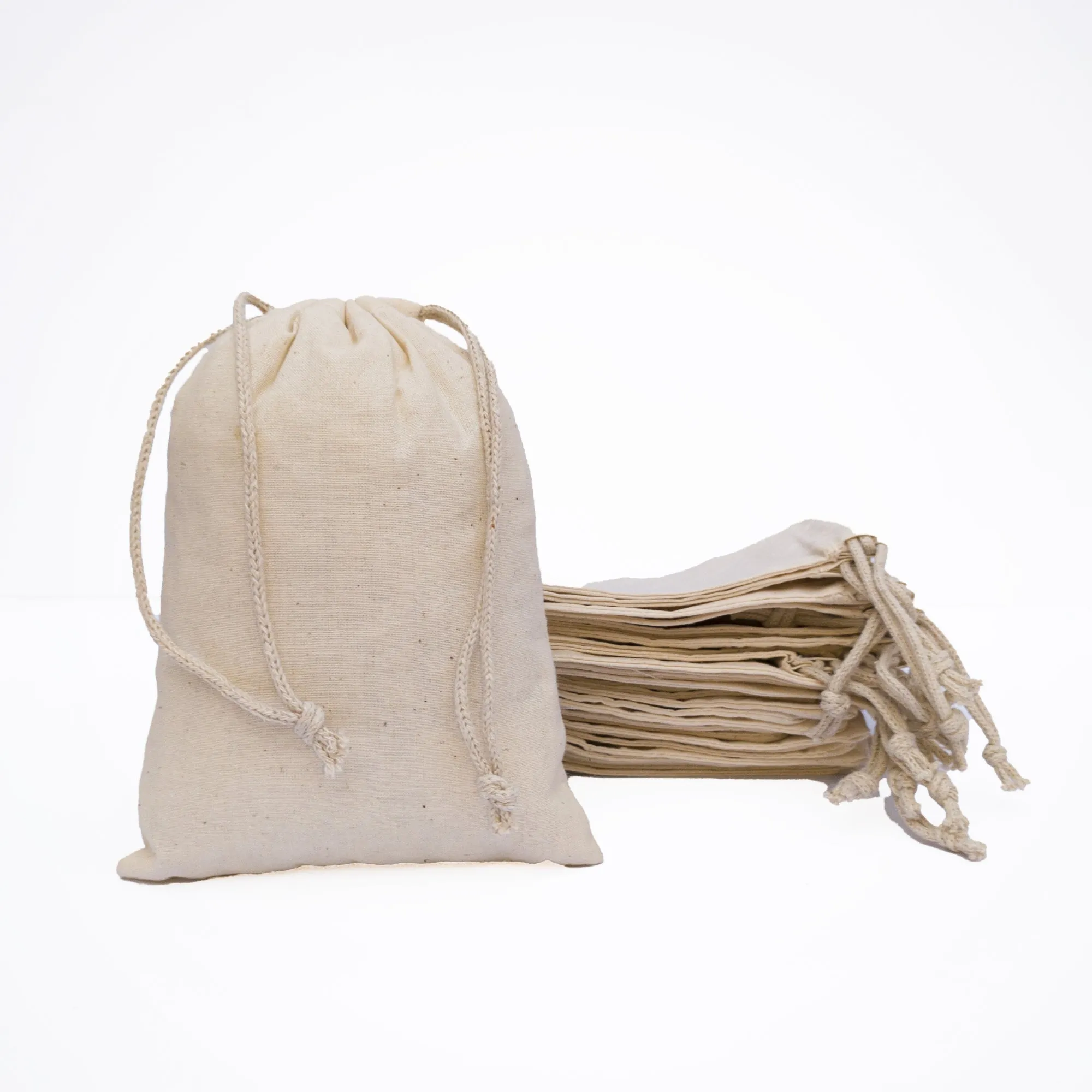 4x6 inch Natural Color Double Drawstring Bags