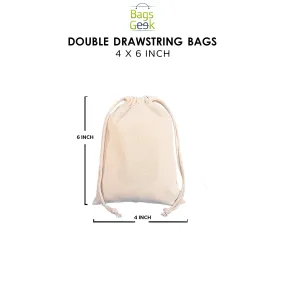 4x6 inch Natural Color Double Drawstring Bags