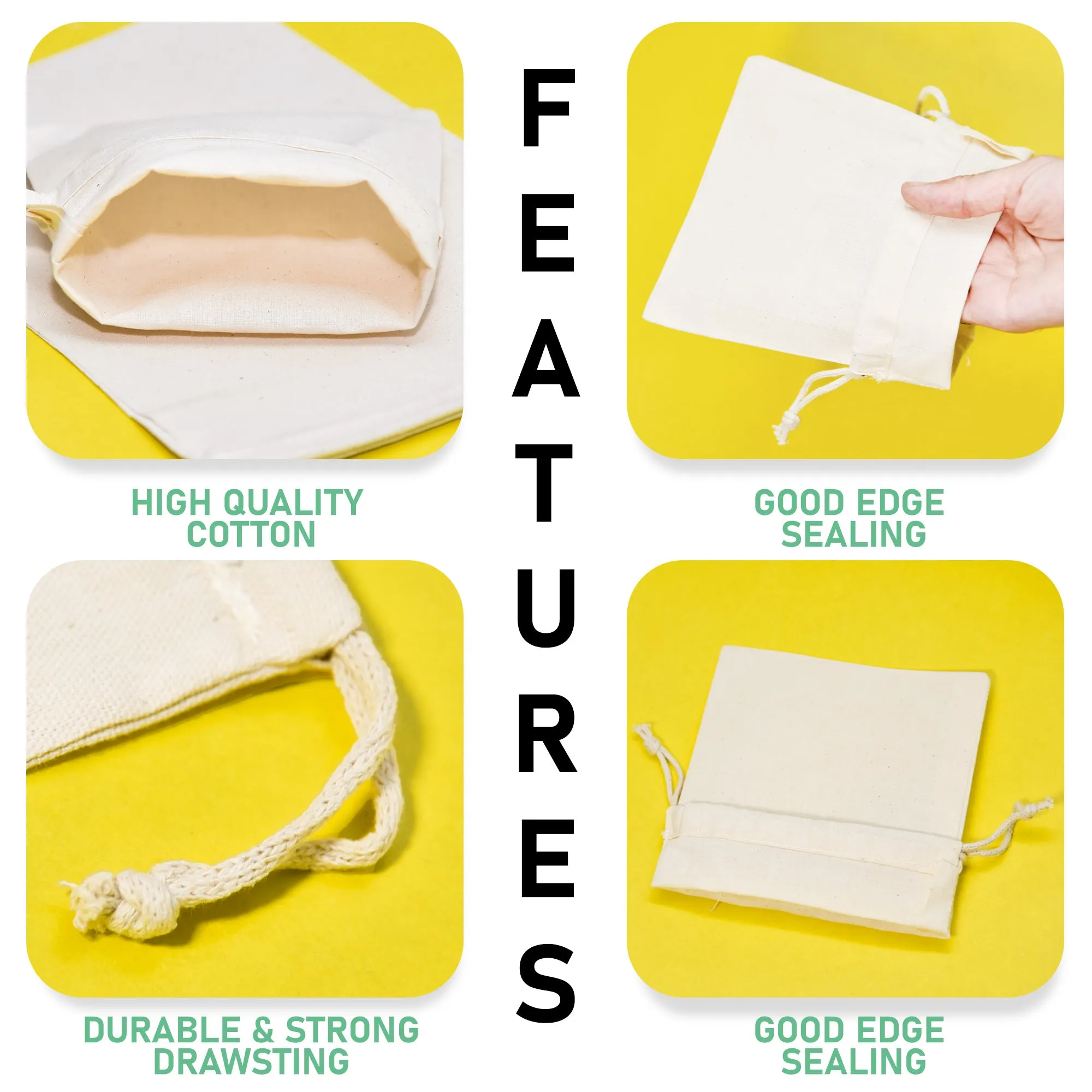 4x6 inch Natural Color Double Drawstring Bags