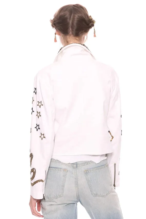 Adam & Eve Hand Beaded & Embroidered Moto Style Jacket