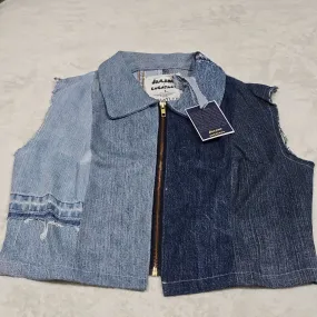 Alzang x Lulatagg Reworked Denim Sleeveless Patchwork Shirt L
