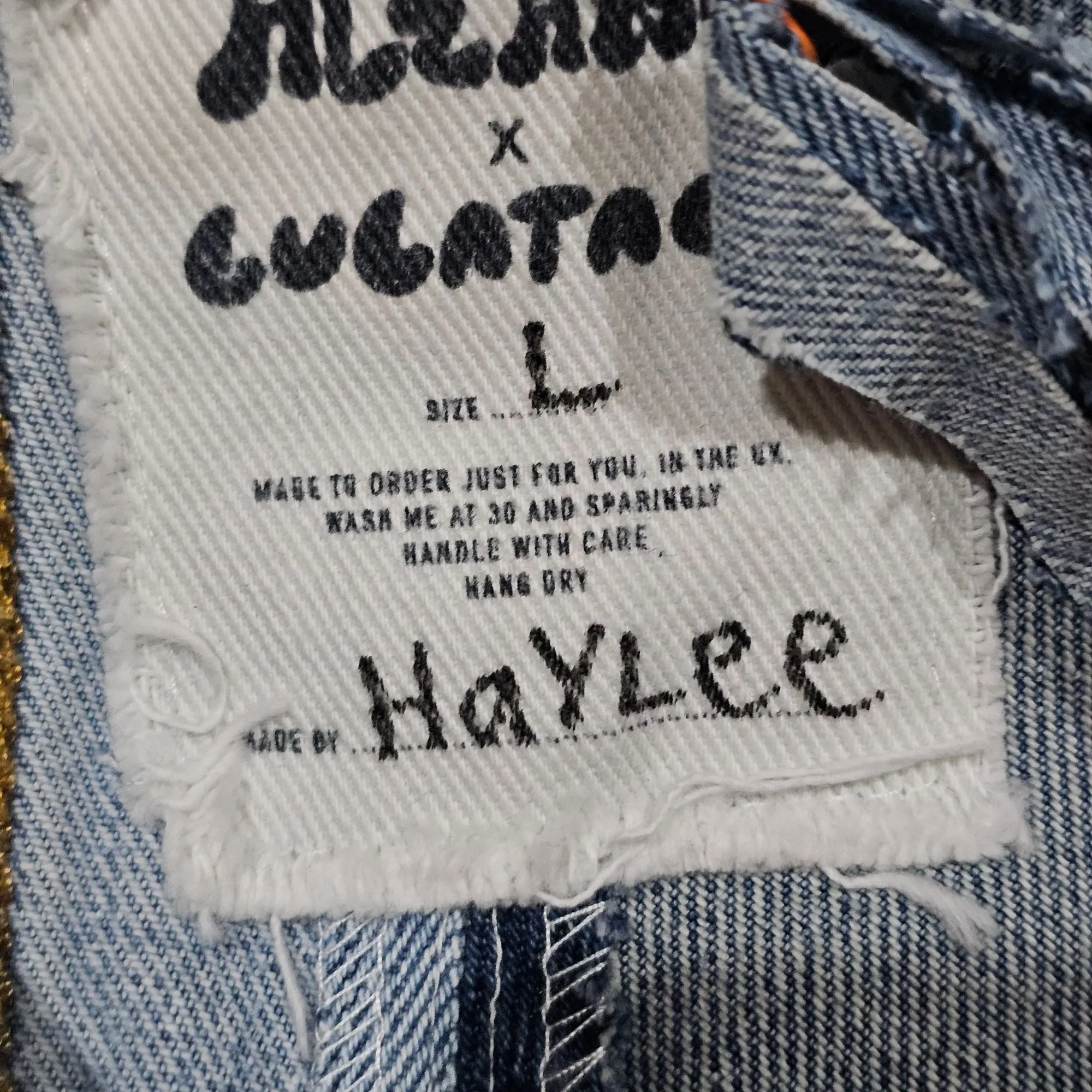 Alzang x Lulatagg Reworked Denim Sleeveless Patchwork Shirt L