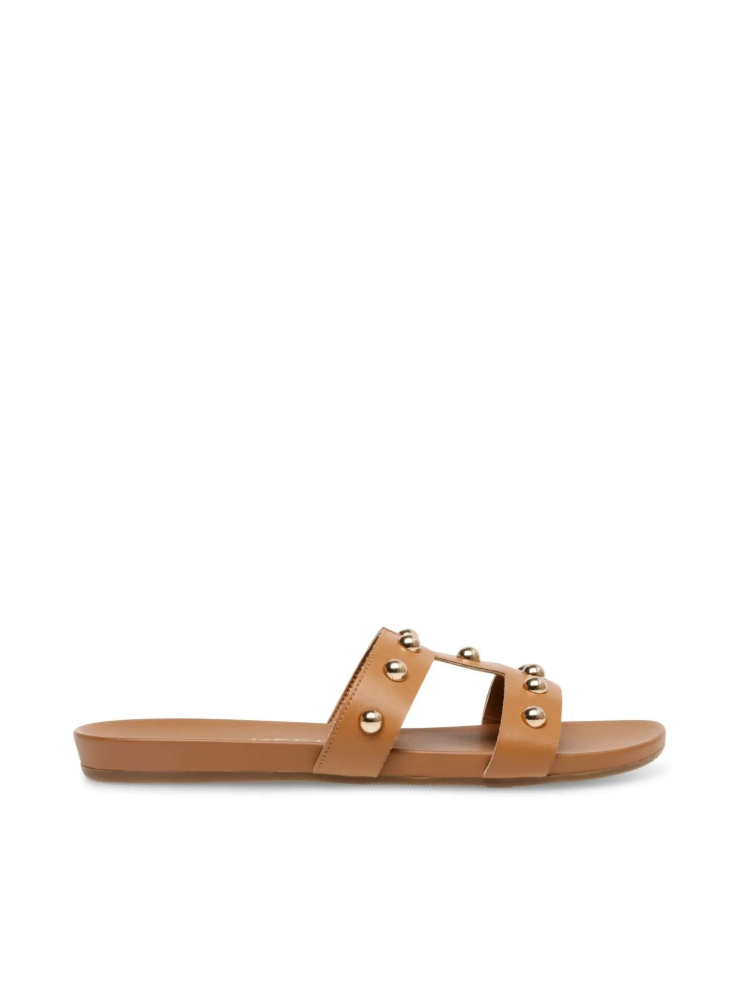ANNE KLEIN Womens Brown Studded Cushioned Ely Round Toe Slip On Slide Sandals Shoes M