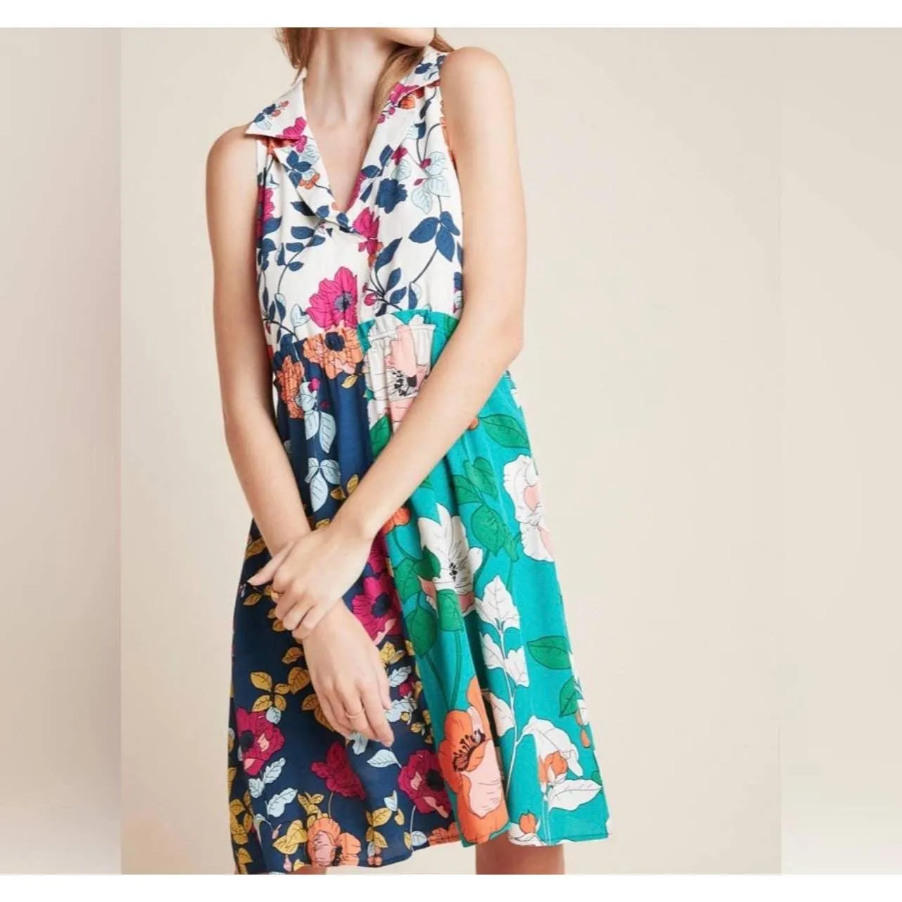 Anthropologie Dinah Knotch Color Multi Floral Dress Size 8 US