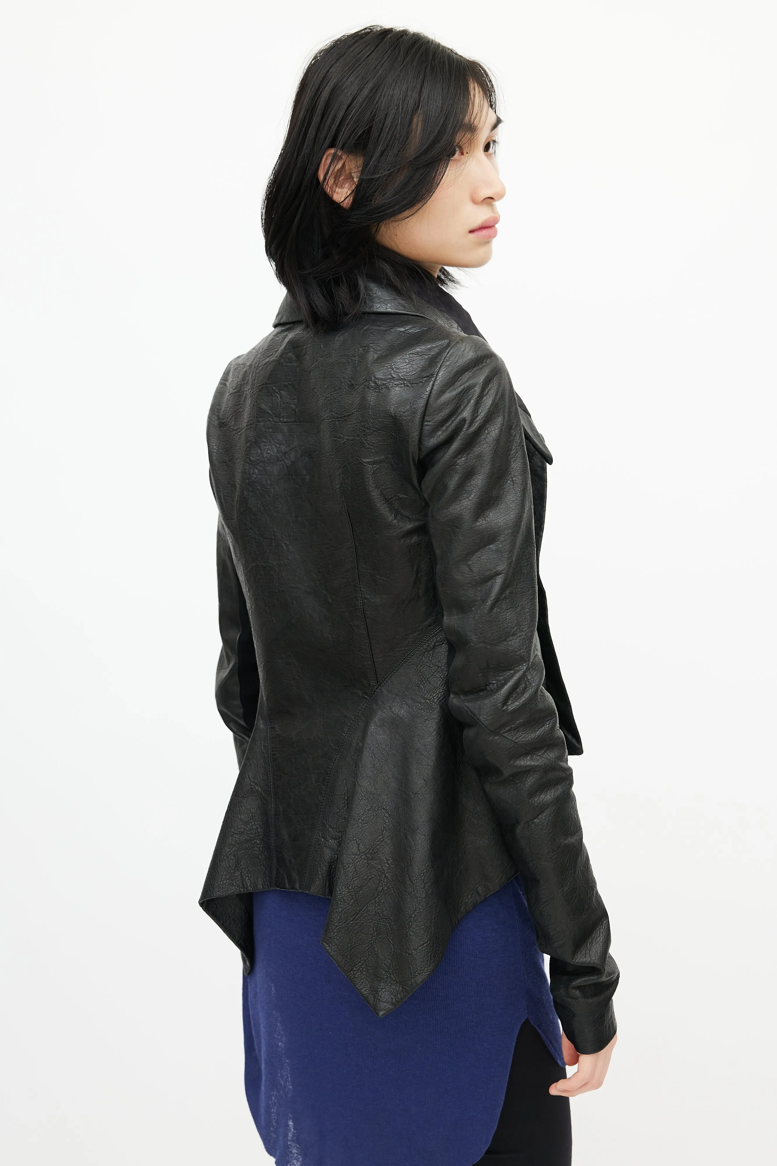 Asymmetrical Black Leather Jacket