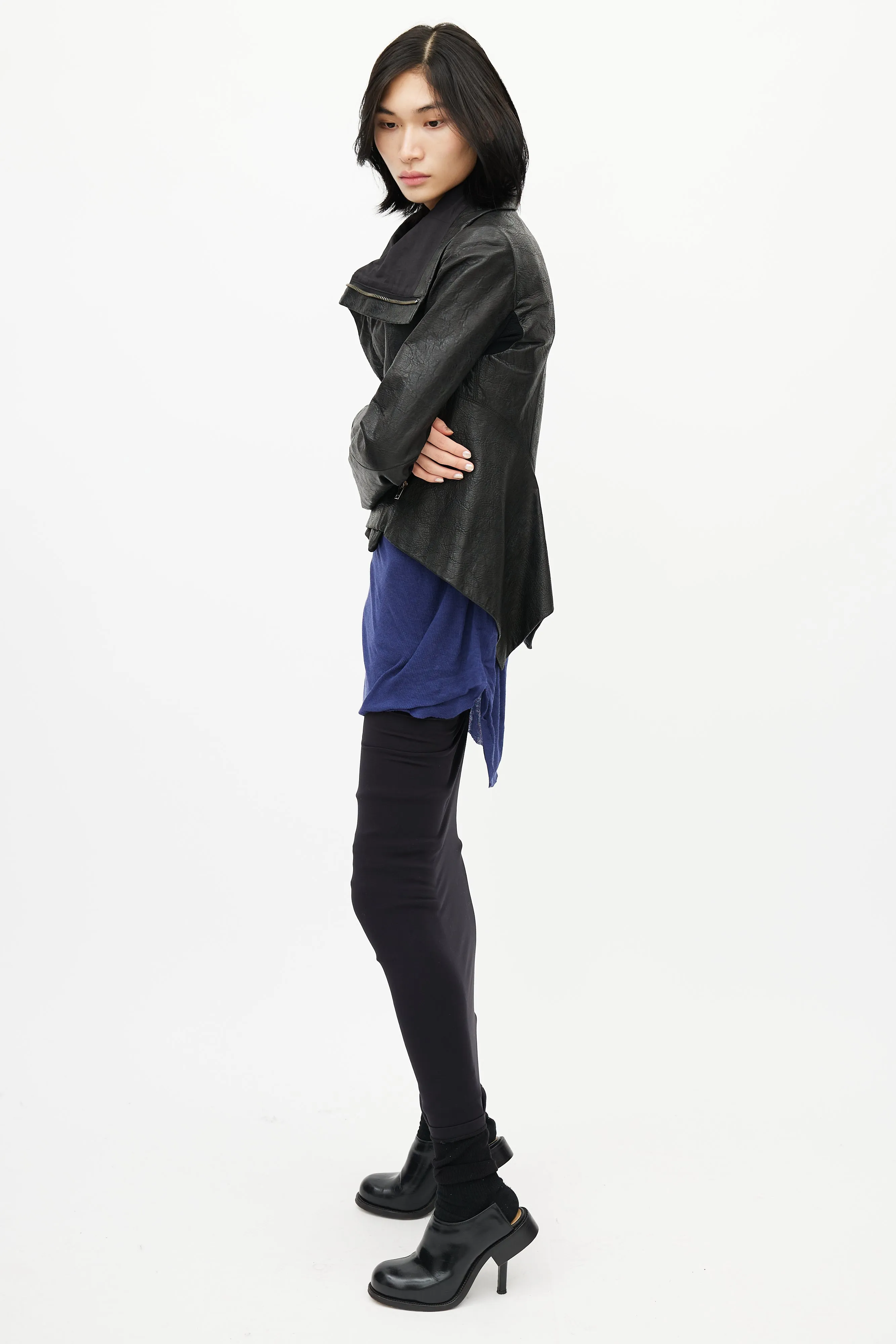 Asymmetrical Black Leather Jacket