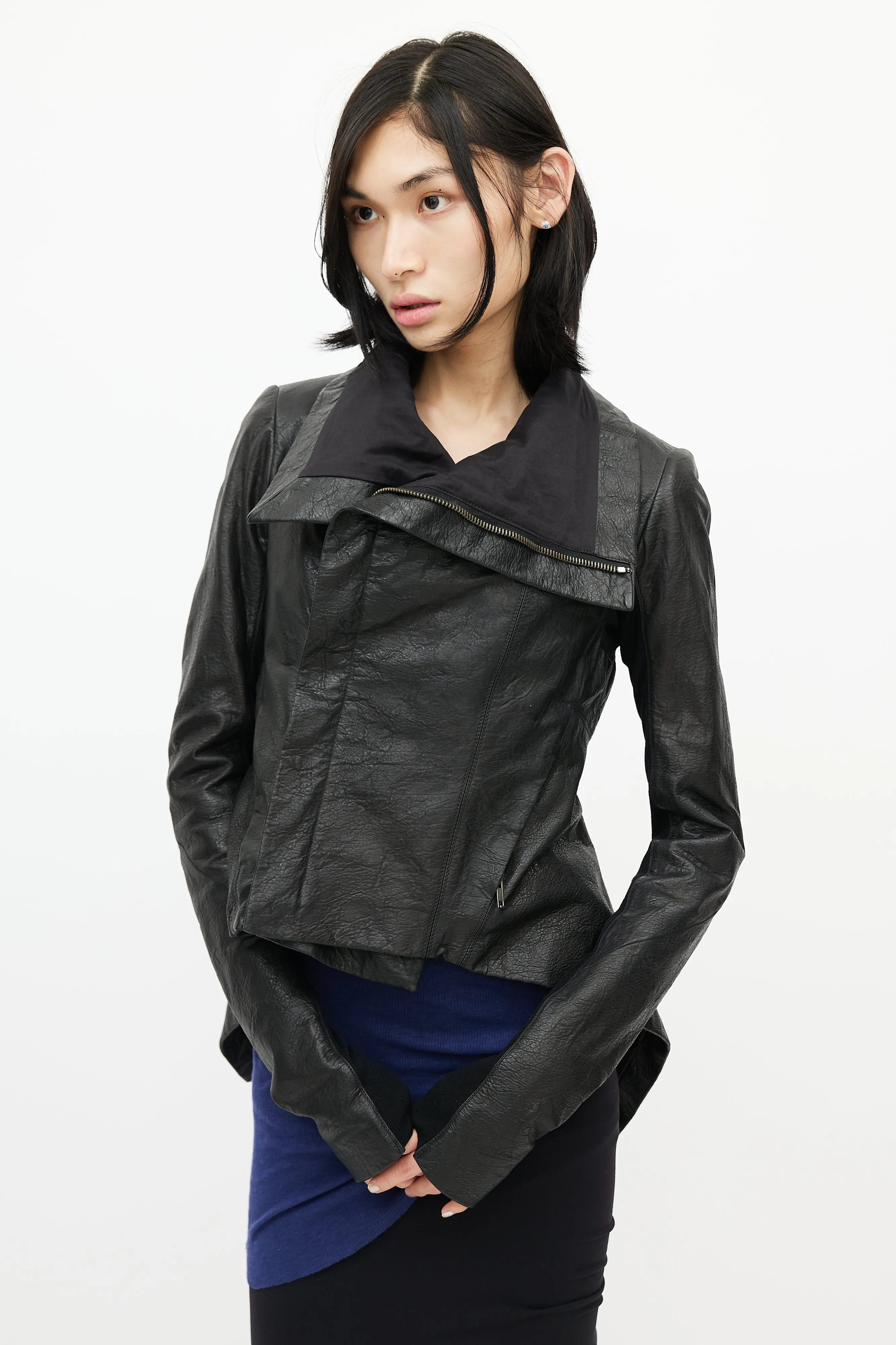 Asymmetrical Black Leather Jacket