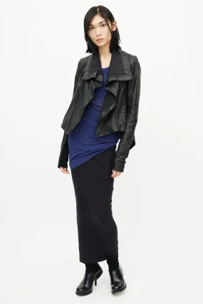 Asymmetrical Black Leather Jacket