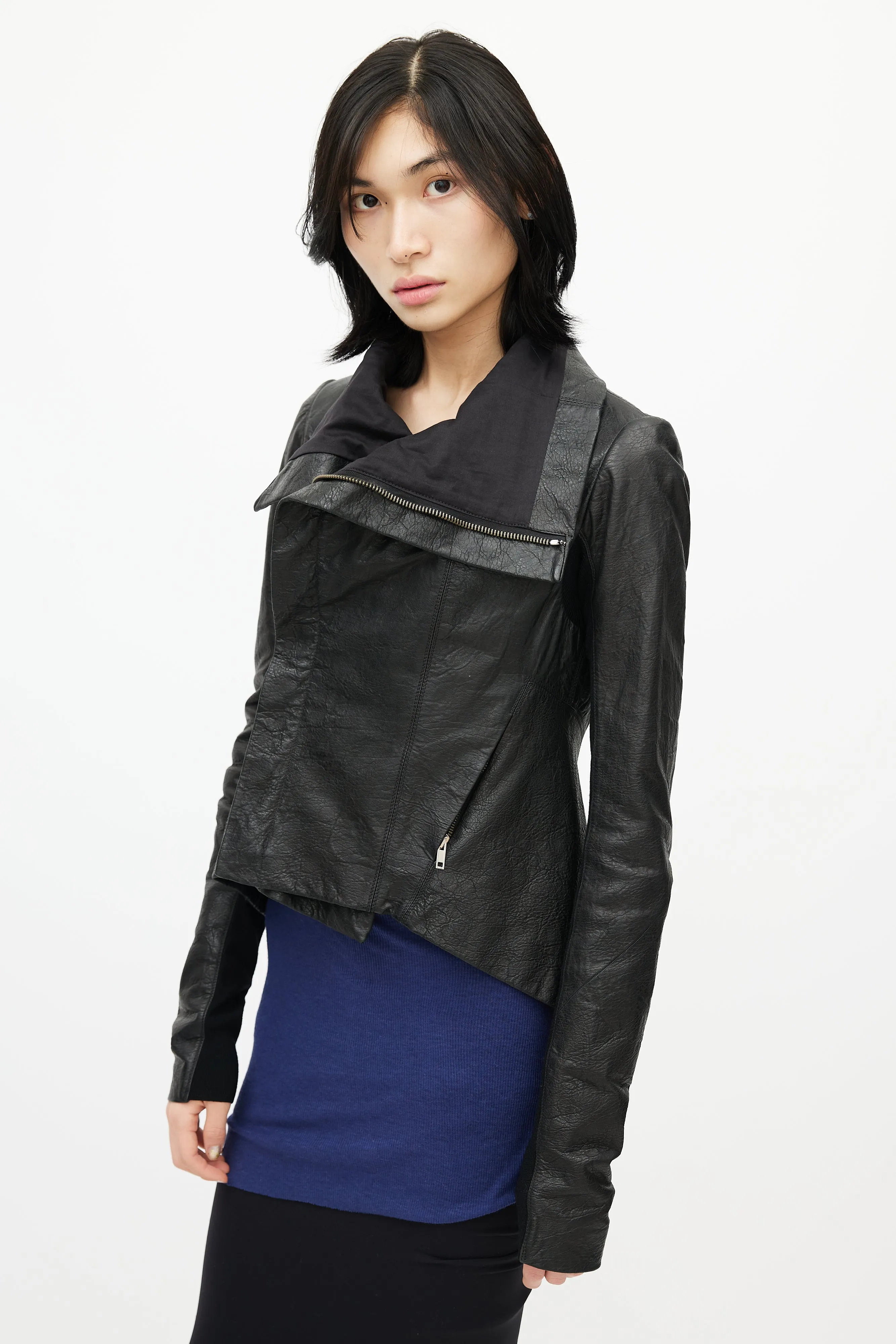 Asymmetrical Black Leather Jacket