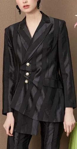 Asymmetrical Sateen Stripe Jacket
