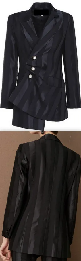 Asymmetrical Sateen Stripe Jacket
