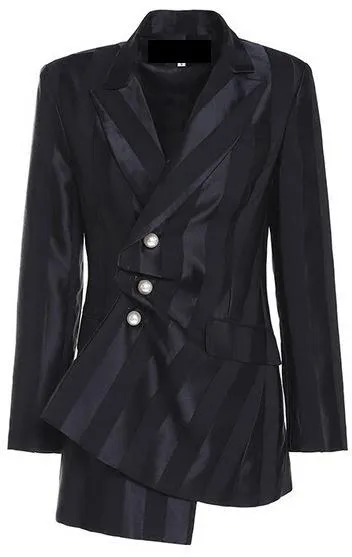 Asymmetrical Sateen Stripe Jacket