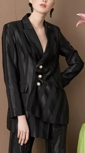 Asymmetrical Sateen Stripe Jacket