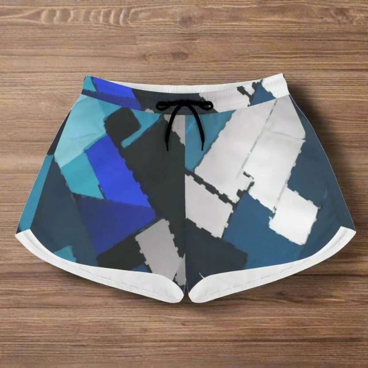 Azure Mosaic Women's Blue Block Beach Shorts