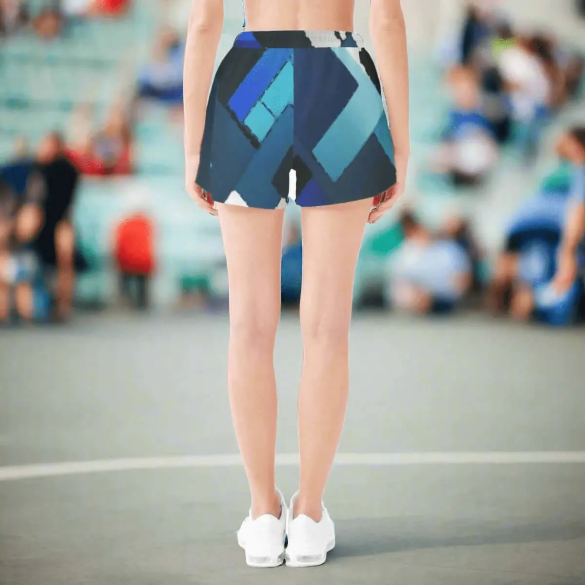 Azure Mosaic Women's Blue Block Beach Shorts