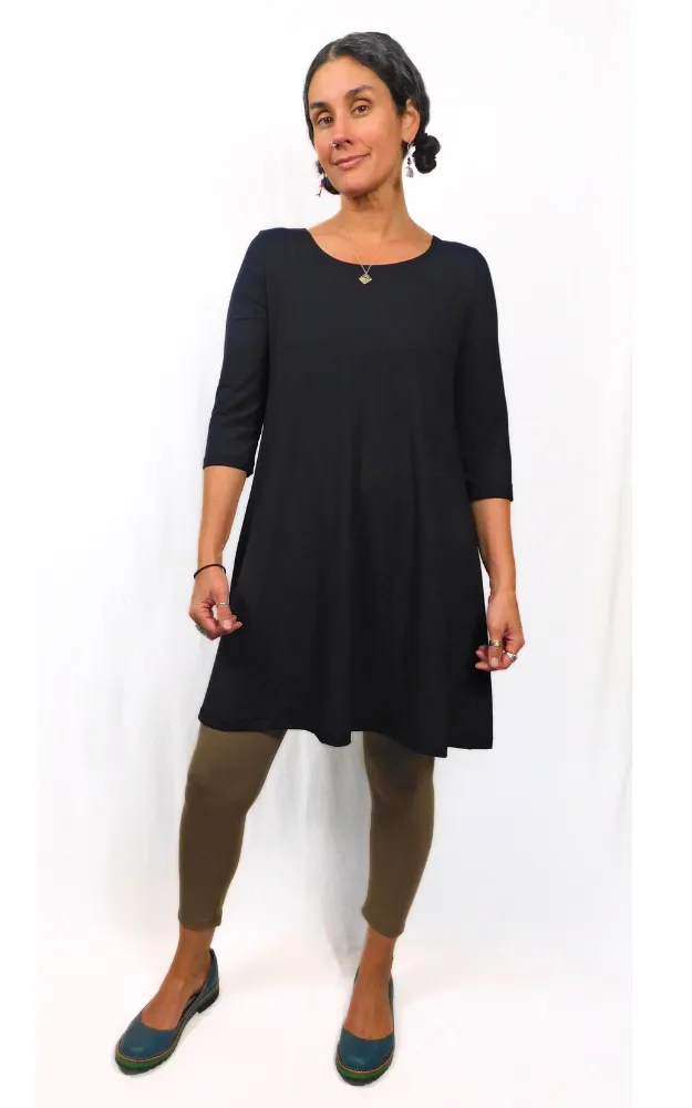 Bamboo Long Tunic Top - Black