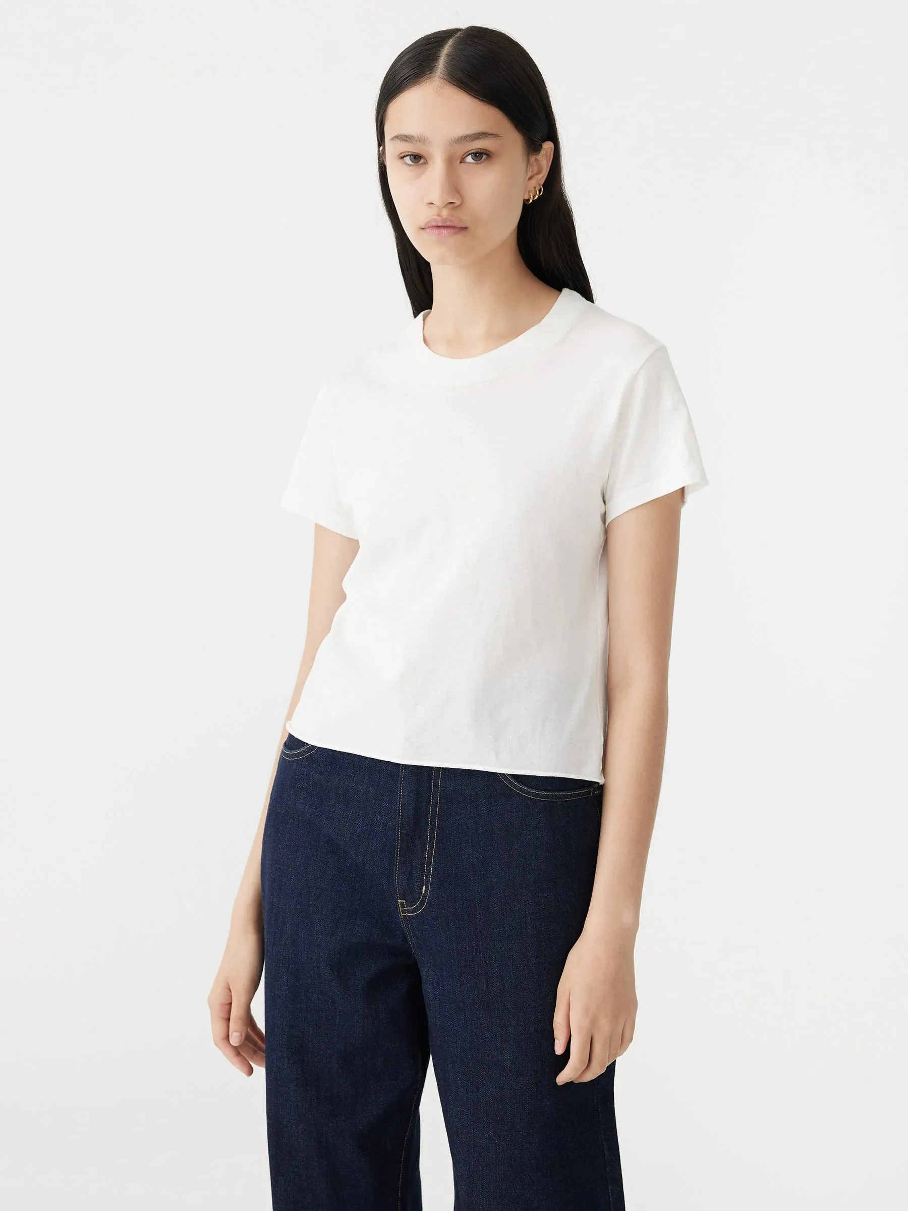 Bassike Raw Edge Baby T-Shirt in White