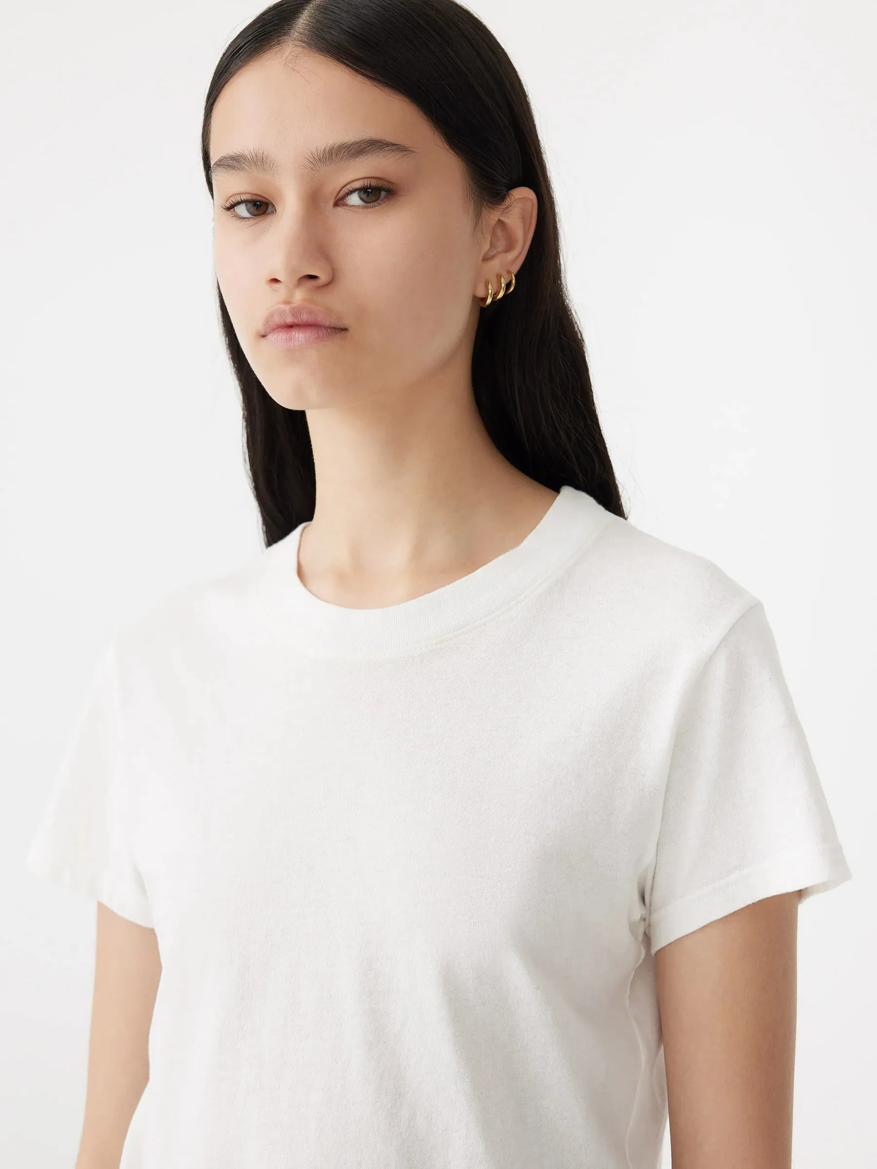 Bassike Raw Edge Baby T-Shirt in White