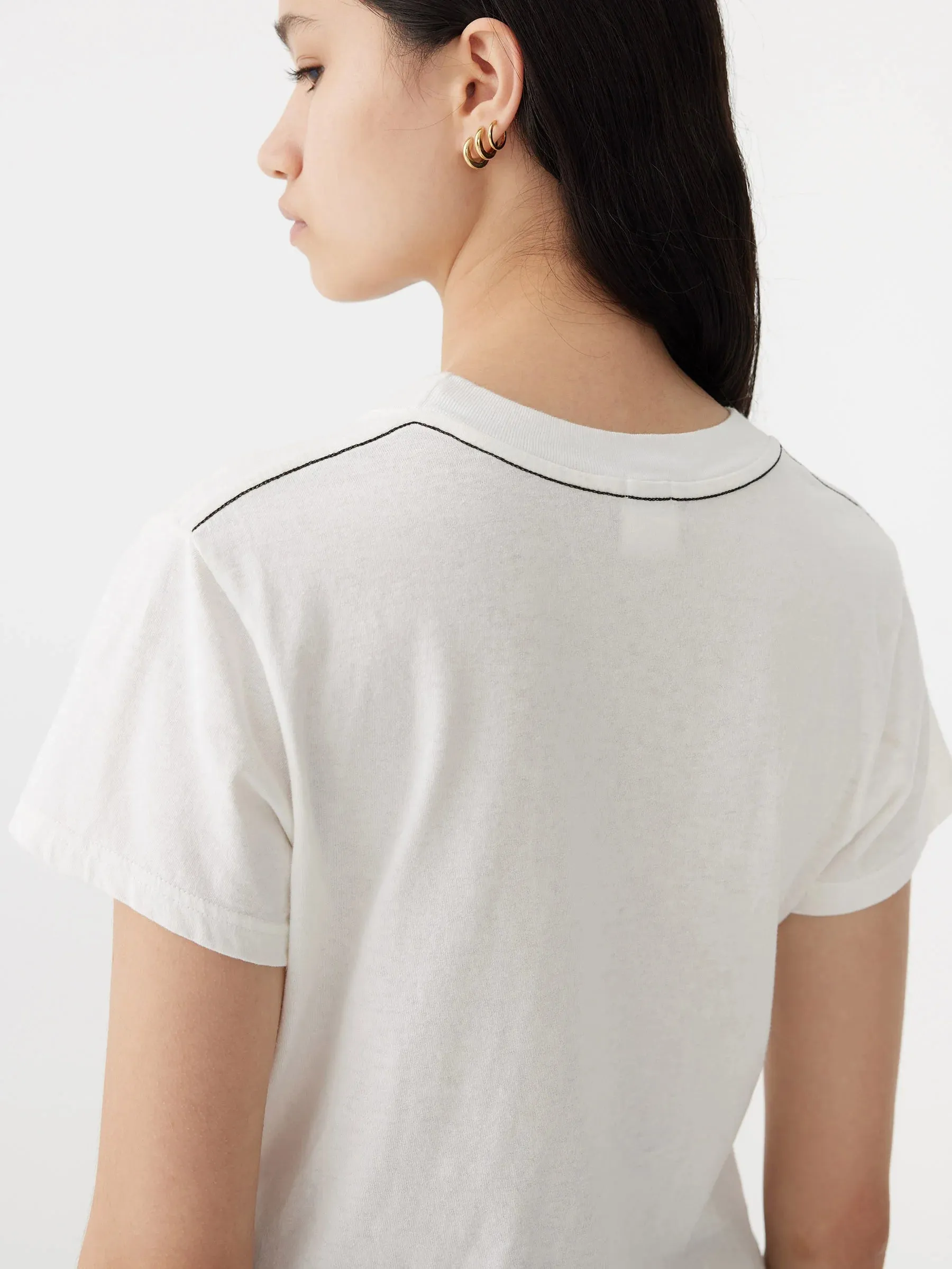 Bassike Raw Edge Baby T-Shirt in White