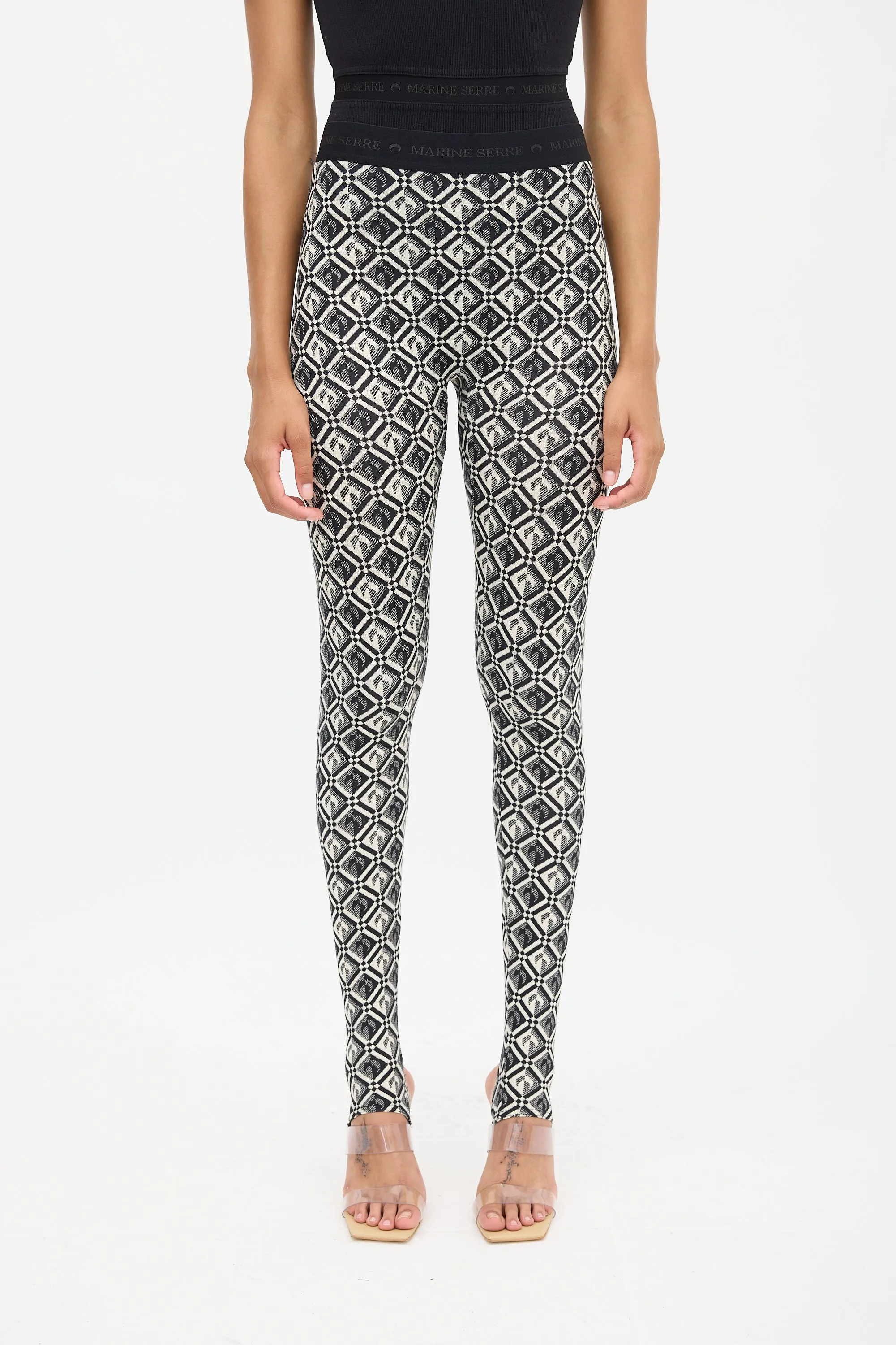 Black & Cream Monogram Stirrup Legging