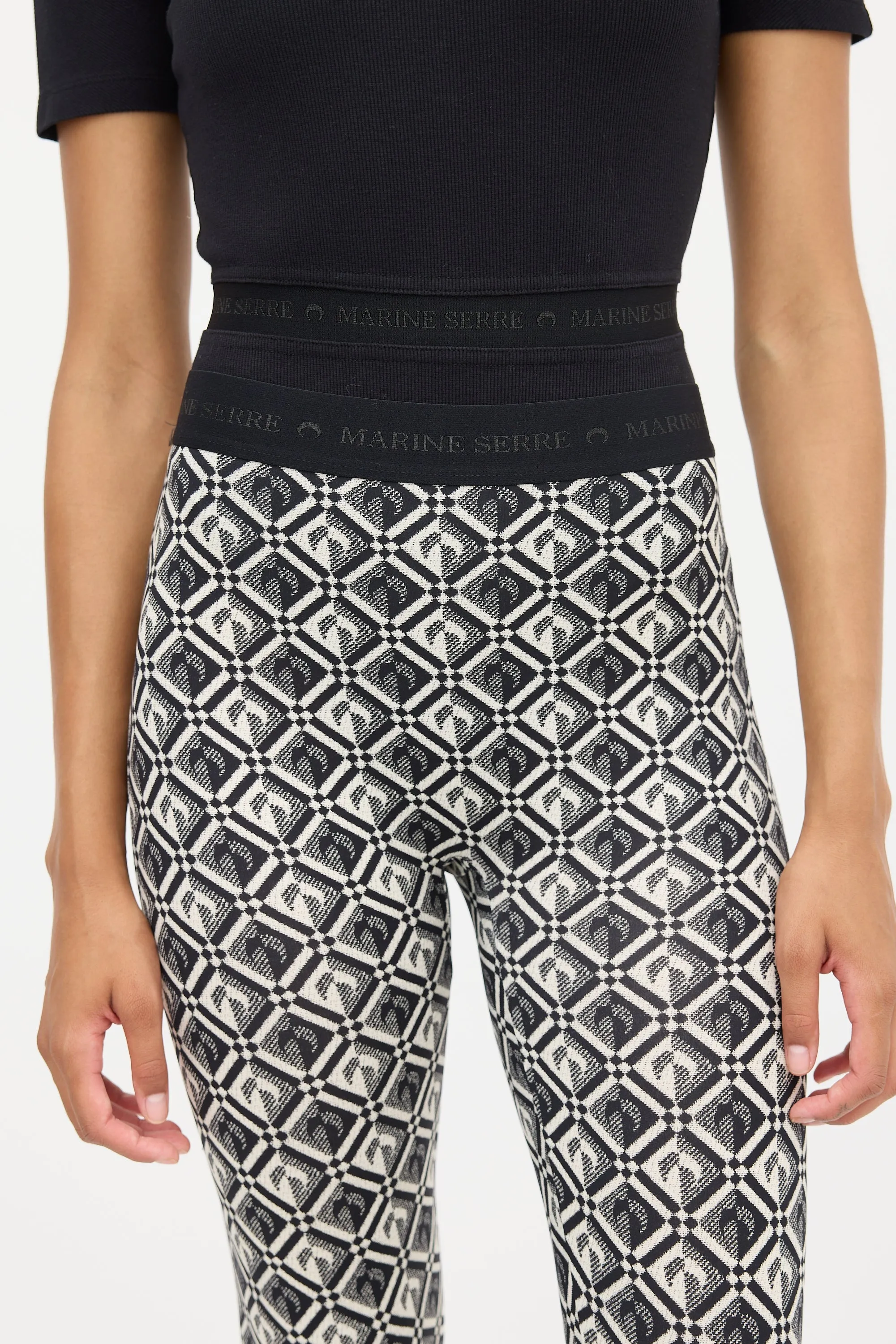 Black & Cream Monogram Stirrup Legging