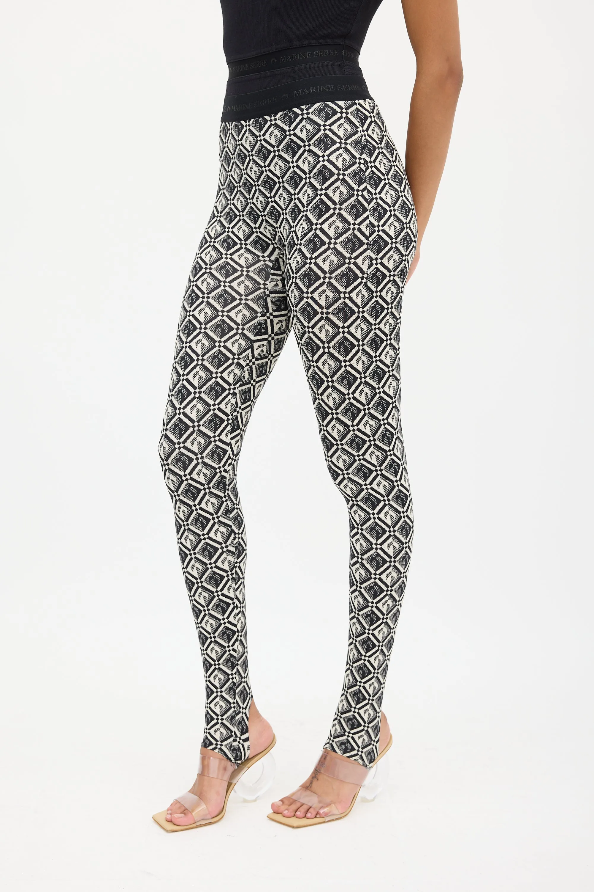 Black & Cream Monogram Stirrup Legging