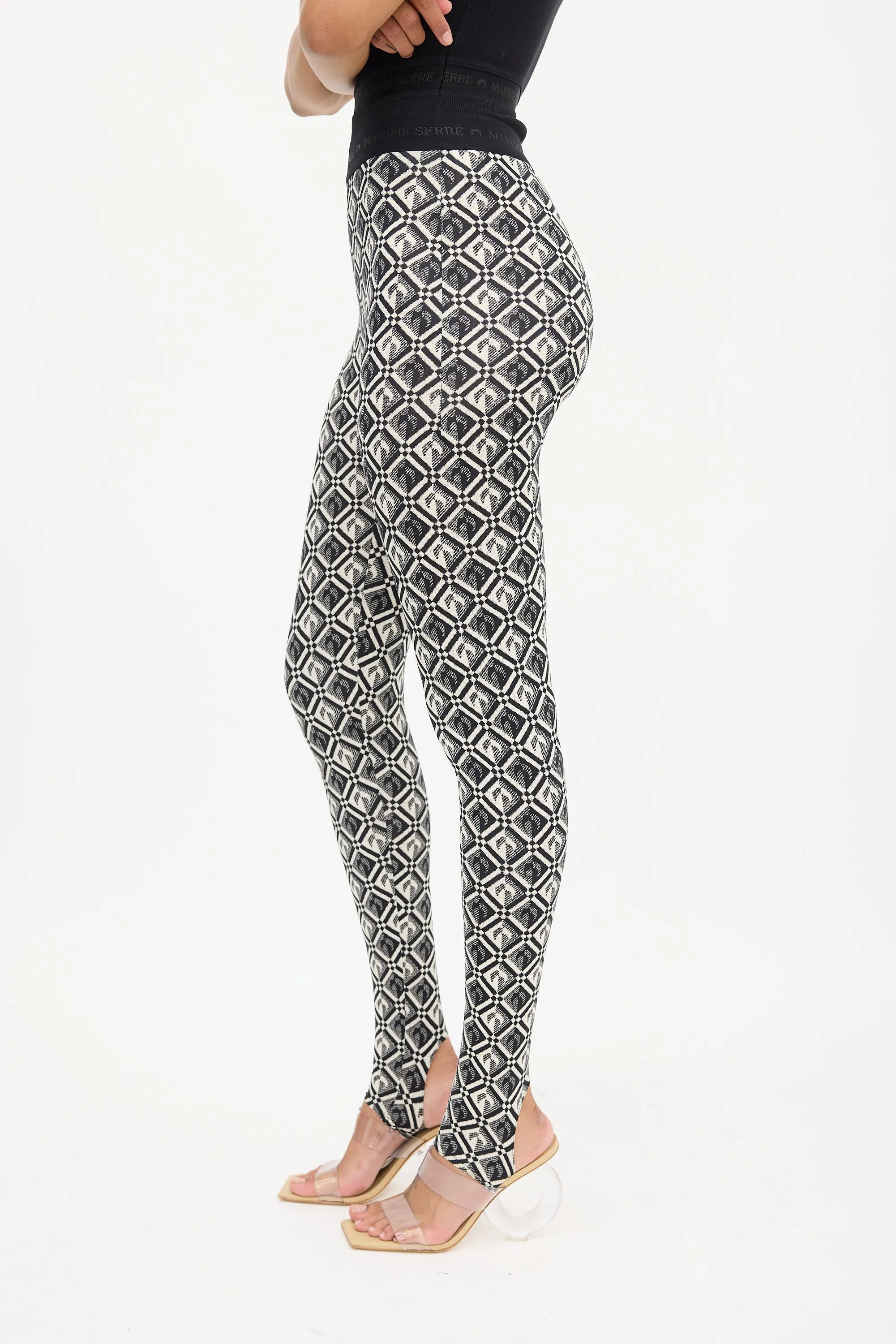 Black & Cream Monogram Stirrup Legging