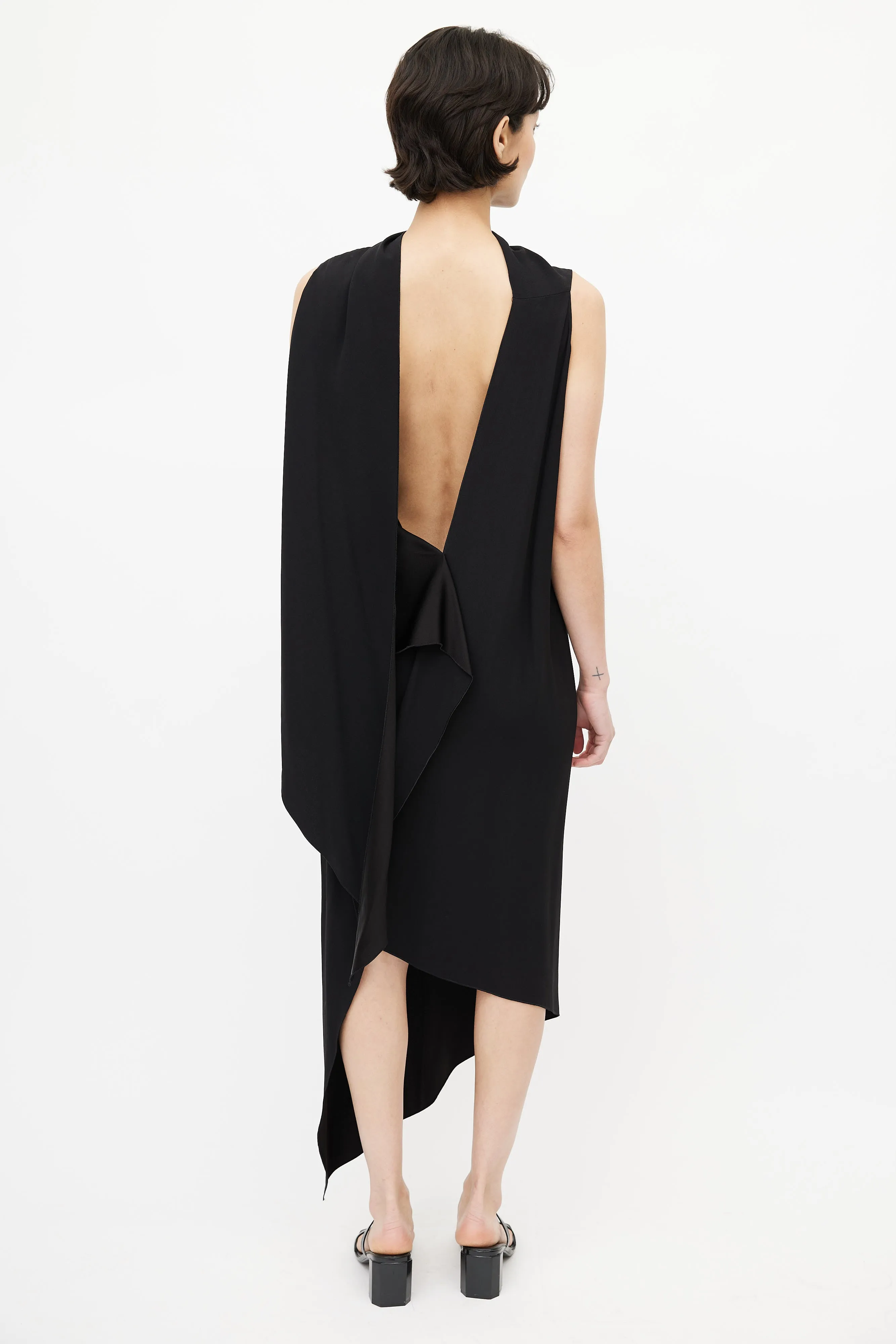 Black Asymmetrical Drape Dress