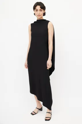 Black Asymmetrical Drape Dress