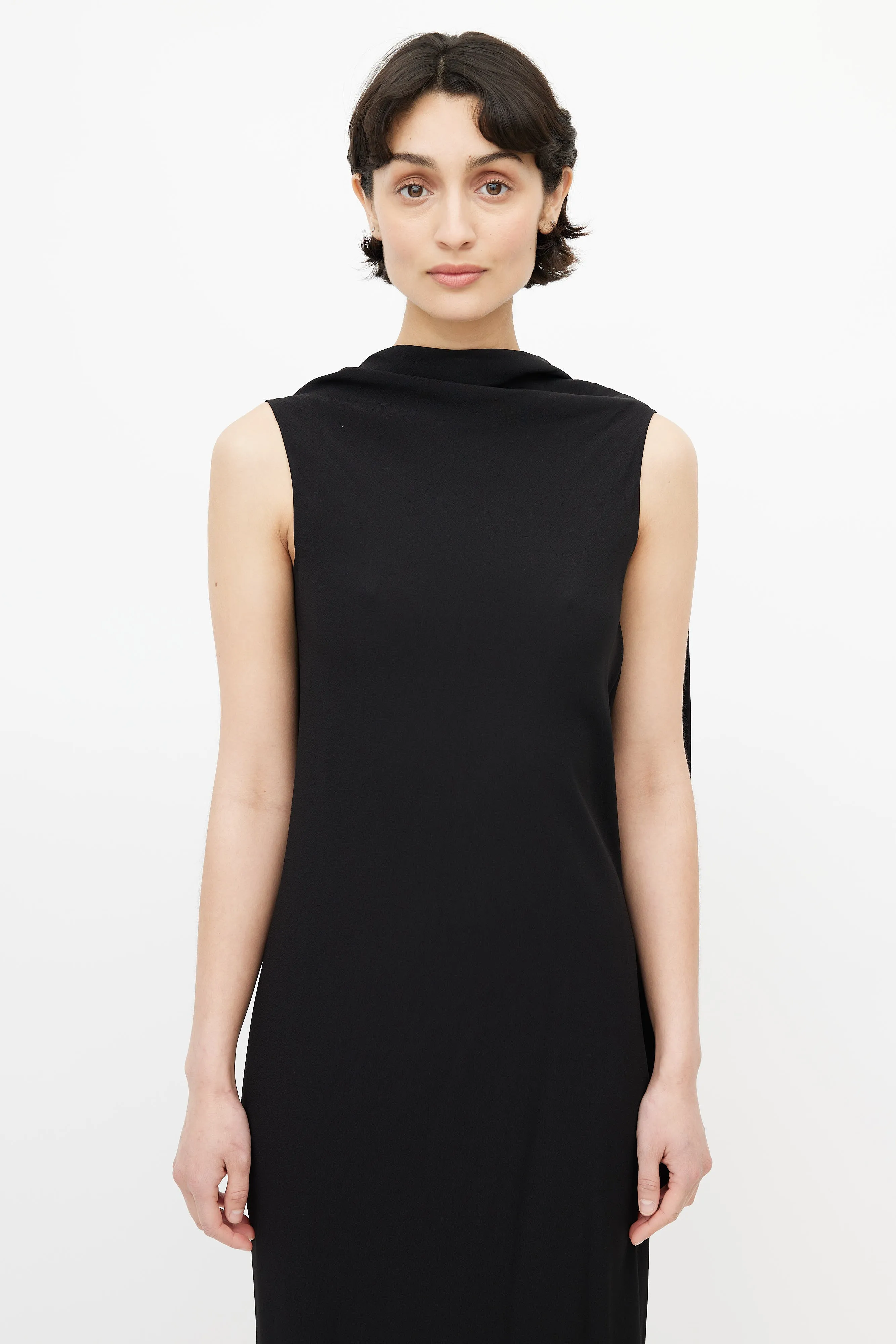 Black Asymmetrical Drape Dress