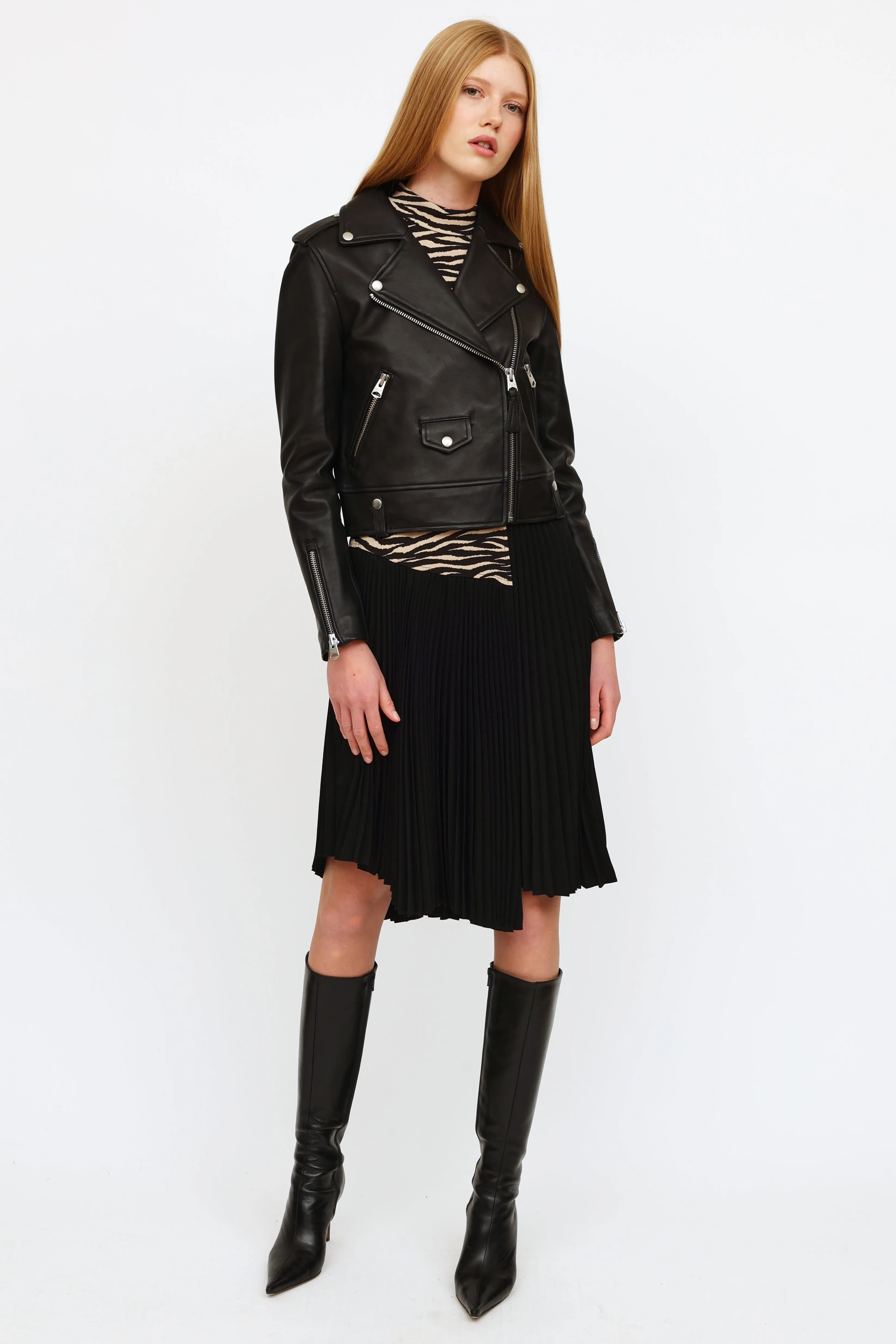 Black Baya Leather Moto Jacket