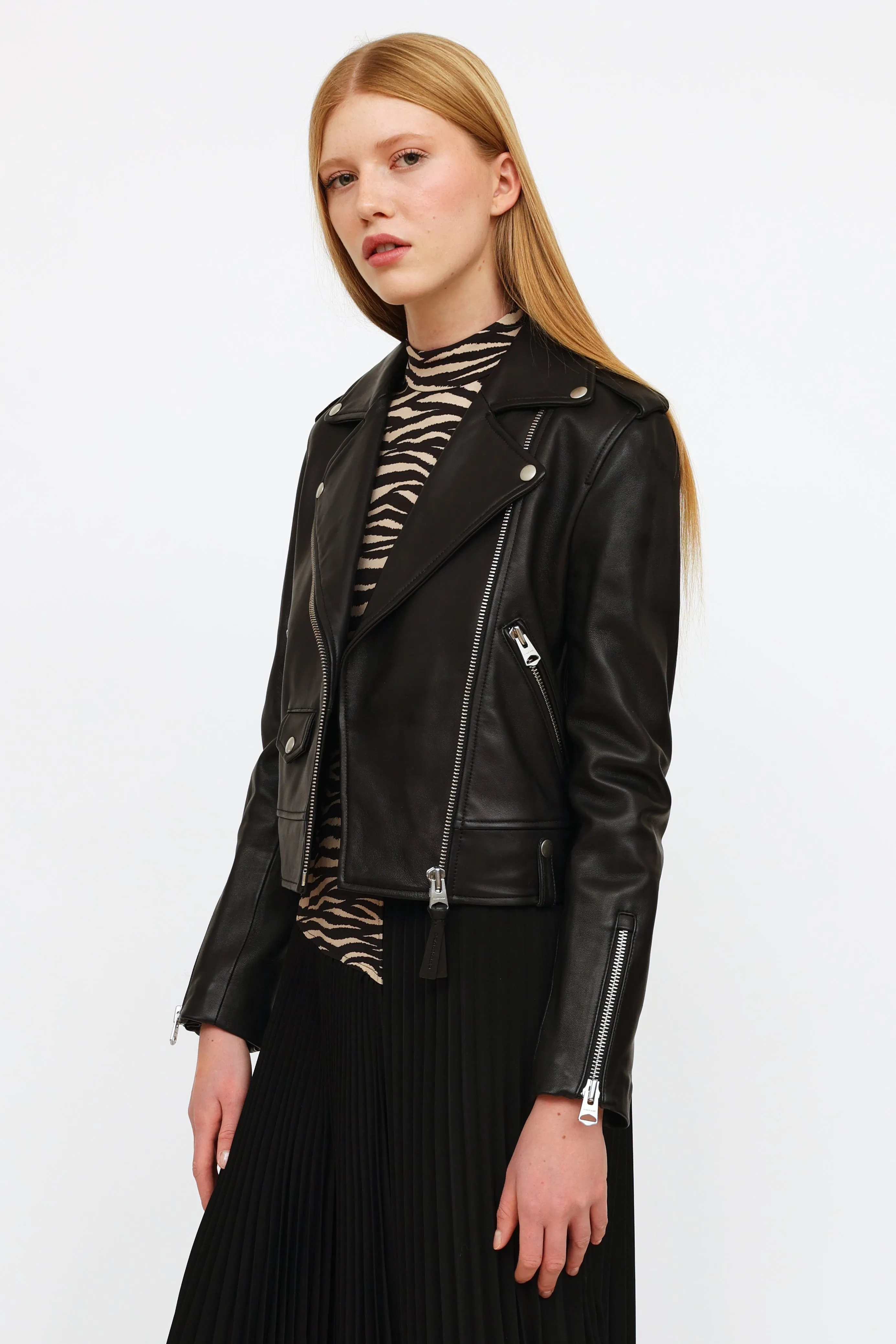 Black Baya Leather Moto Jacket