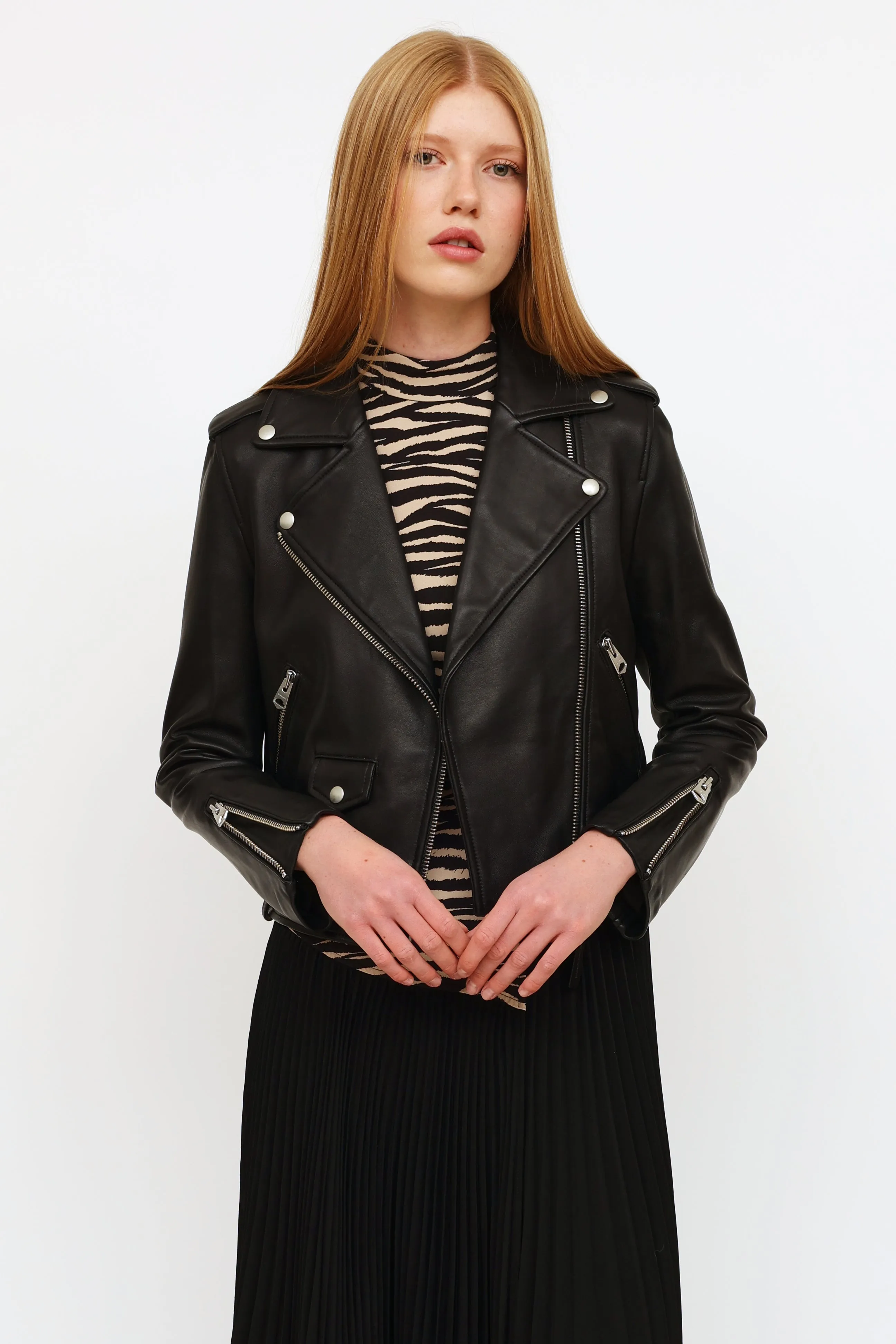 Black Baya Leather Moto Jacket