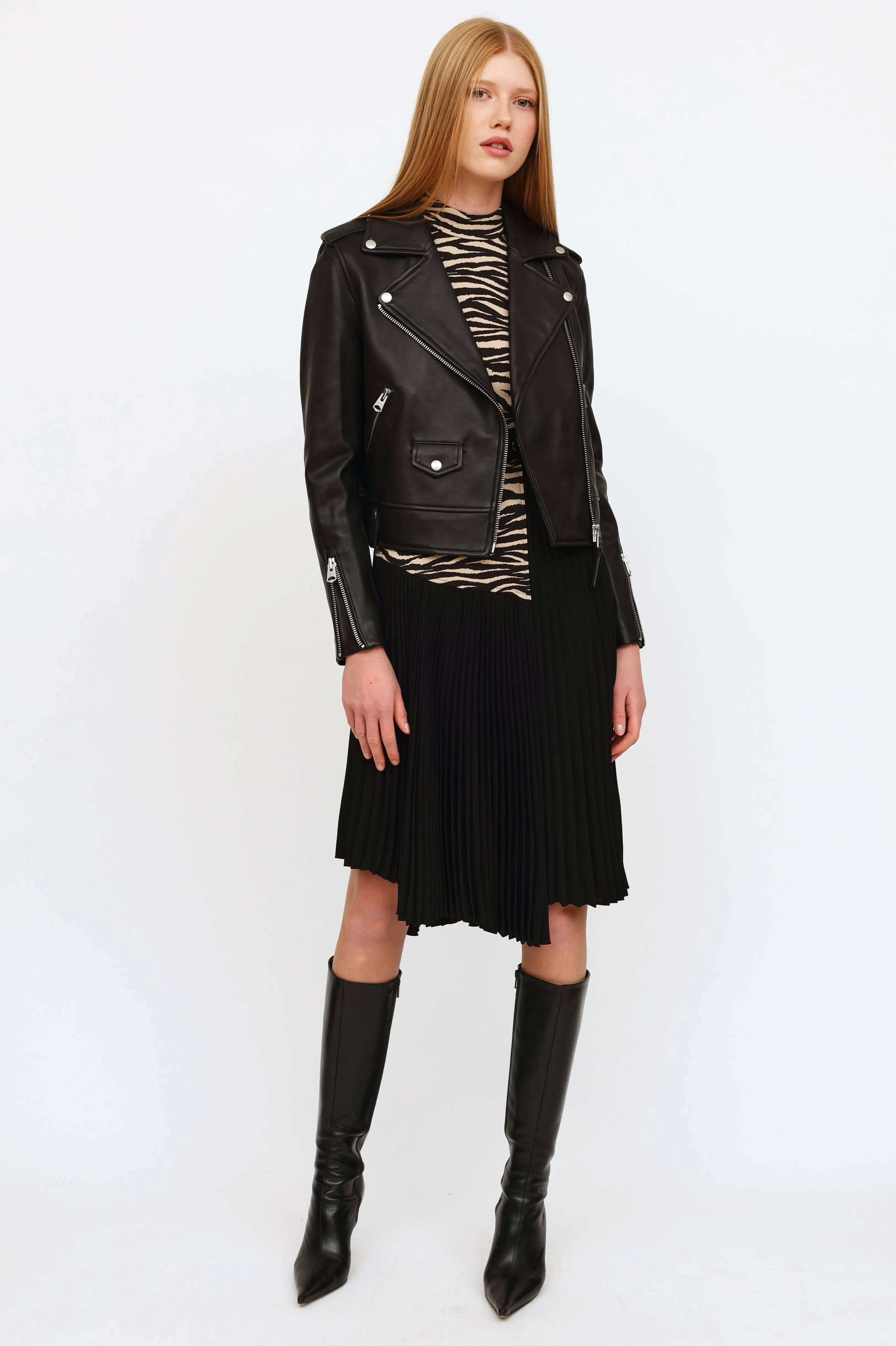 Black Baya Leather Moto Jacket