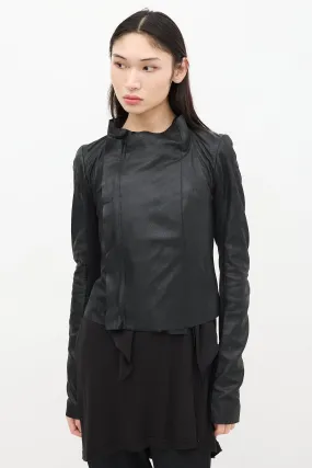 Black Leather & Mesh Asymmetrical Jacket