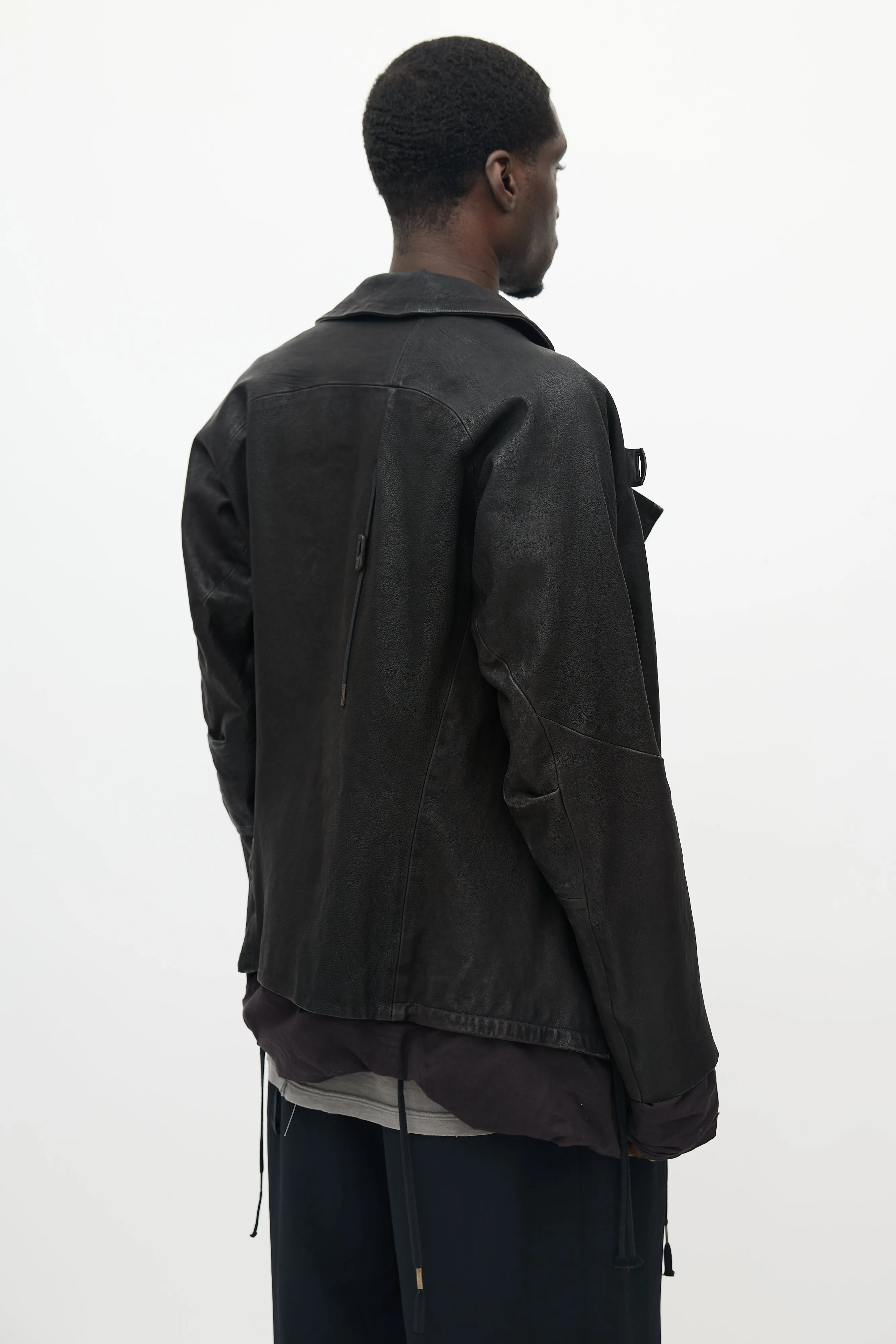 Black Leather Wrap Jacket