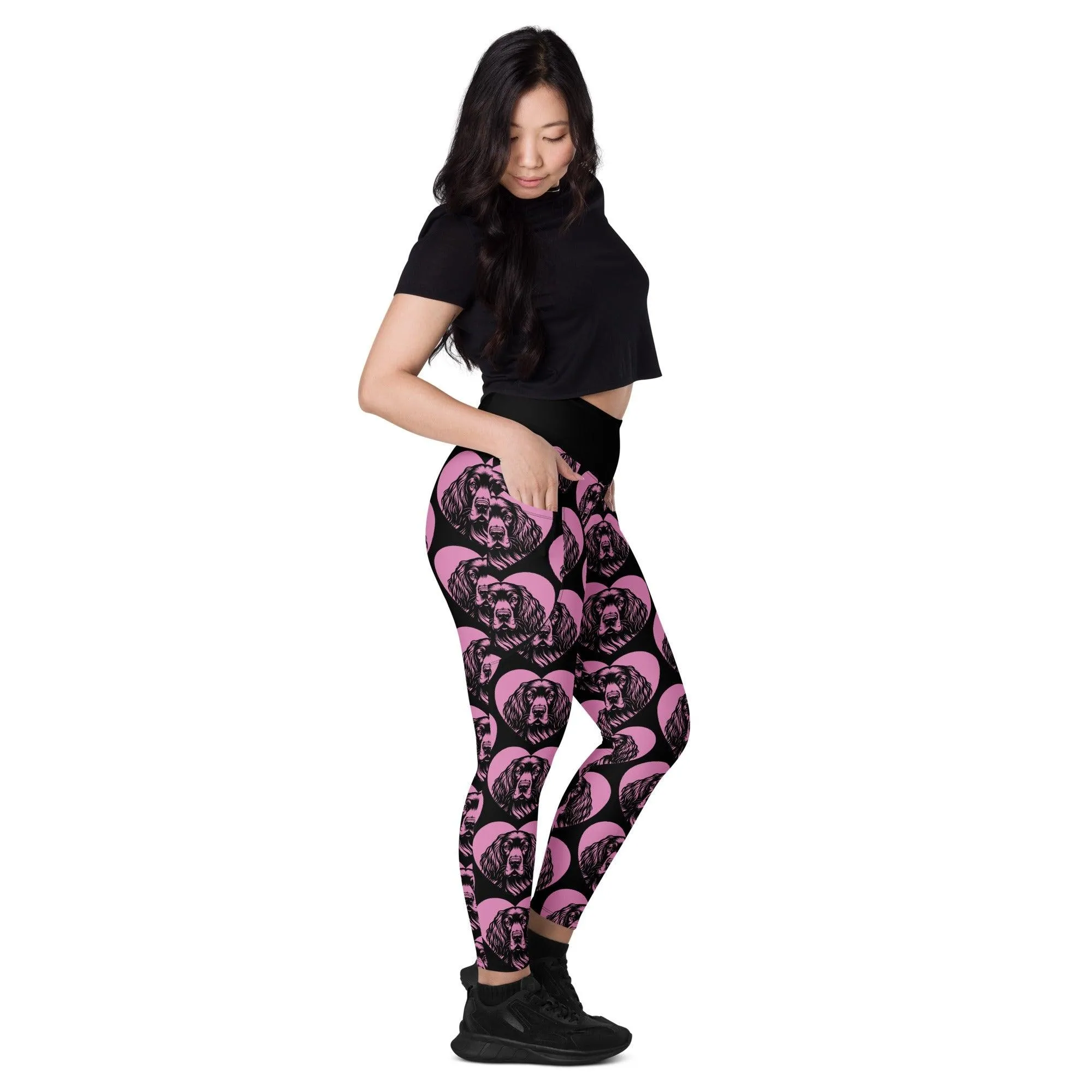 DOG BREED LEGGINGS with pockets - GORDON SETTER - HERTTAHOUND - pink