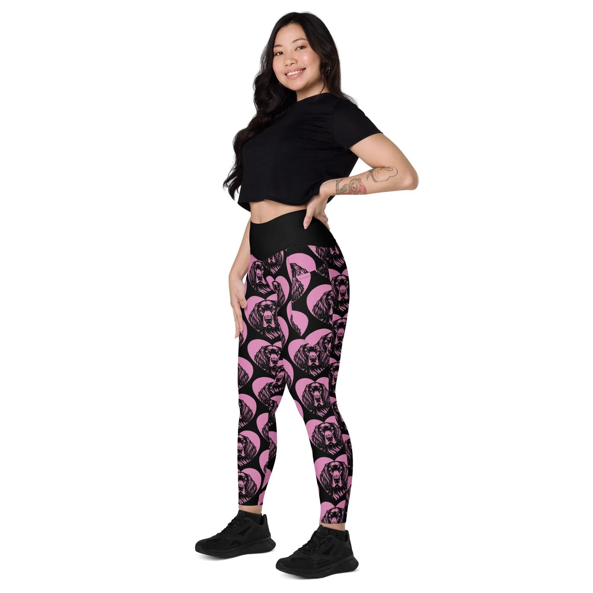 DOG BREED LEGGINGS with pockets - GORDON SETTER - HERTTAHOUND - pink