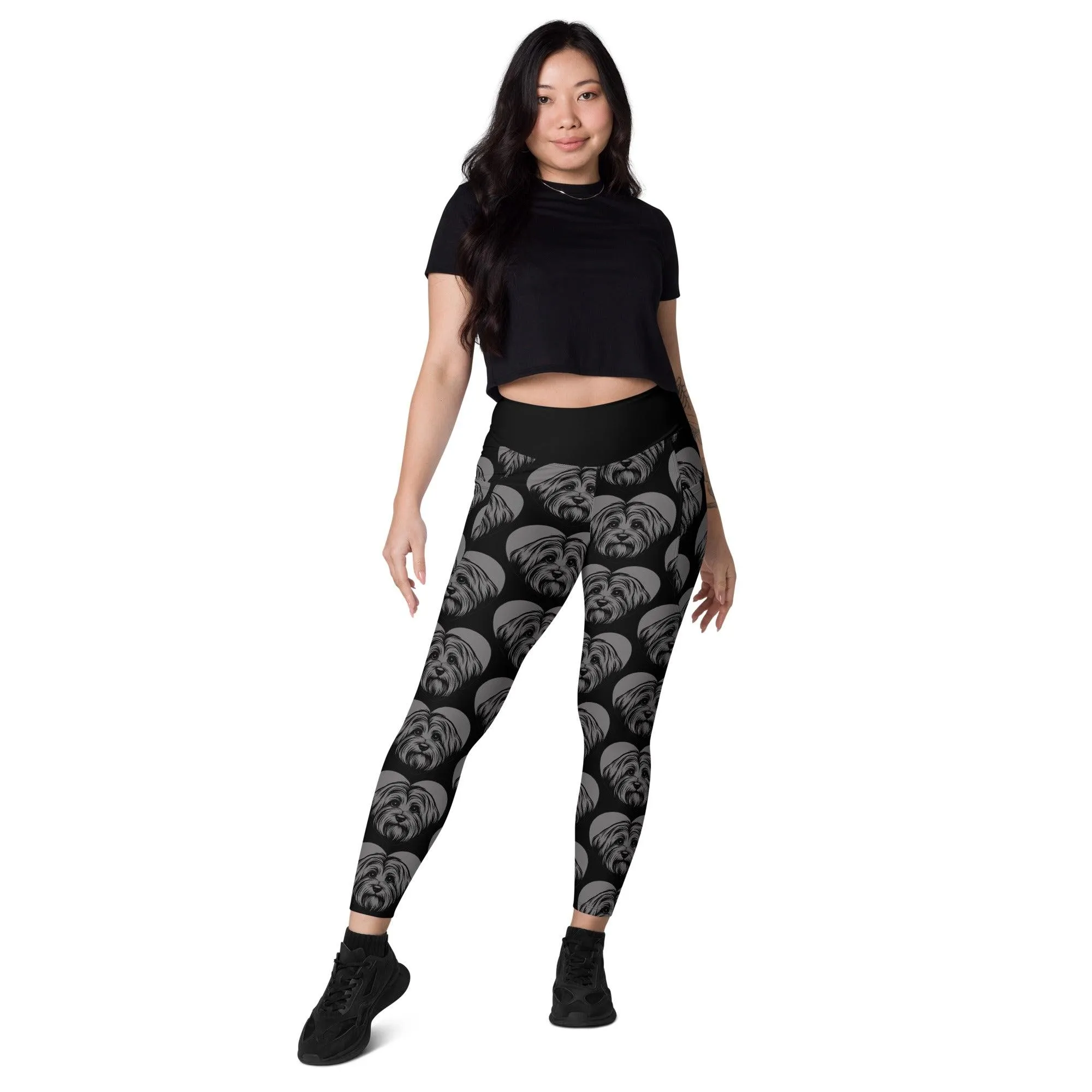 DOG BREED LEGGINGS with pockets - HAVANESE - HERTTAHOUND - grey