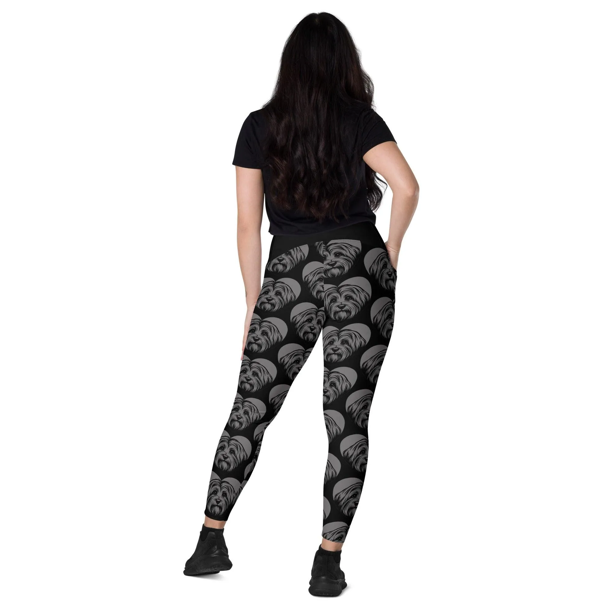 DOG BREED LEGGINGS with pockets - HAVANESE - HERTTAHOUND - grey
