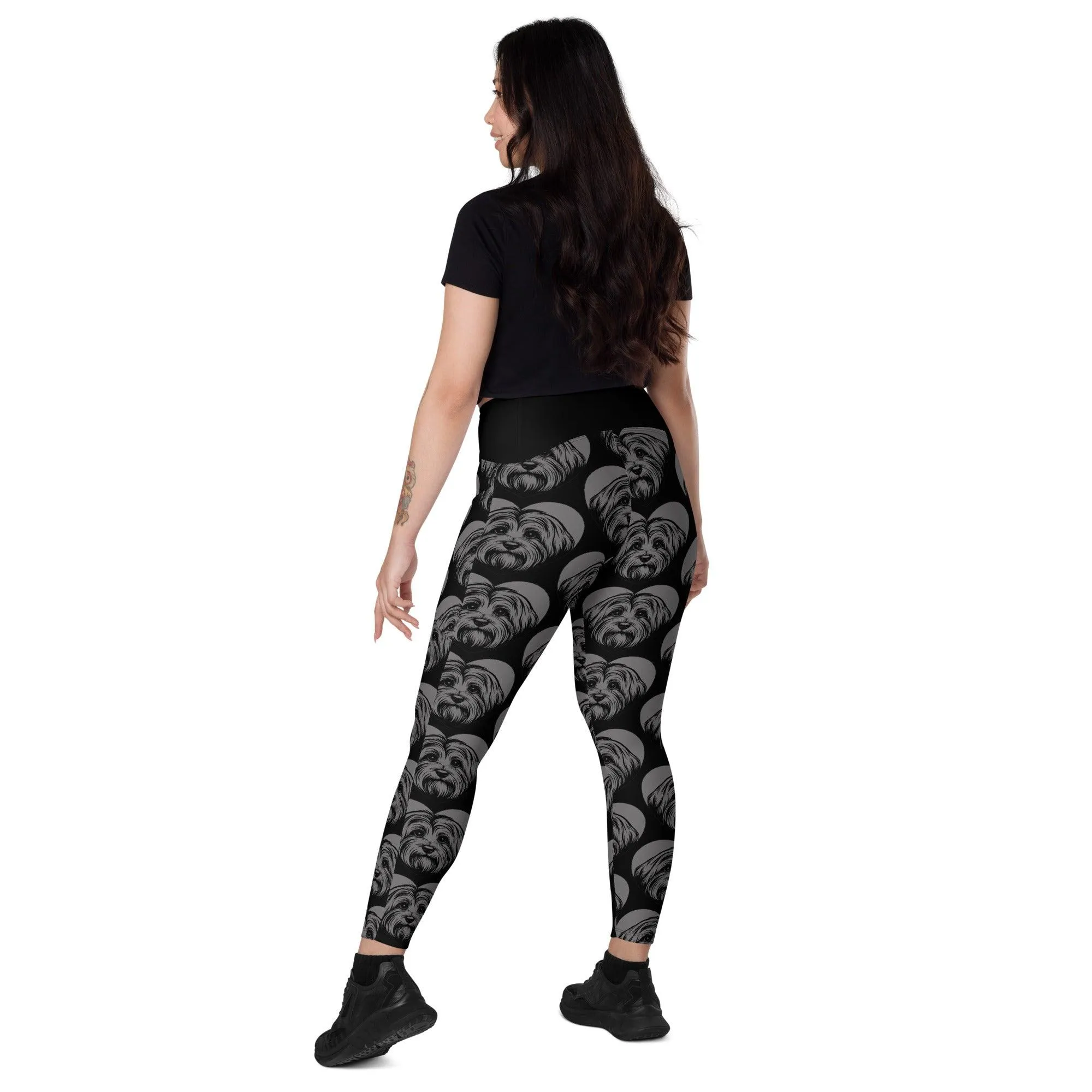 DOG BREED LEGGINGS with pockets - HAVANESE - HERTTAHOUND - grey