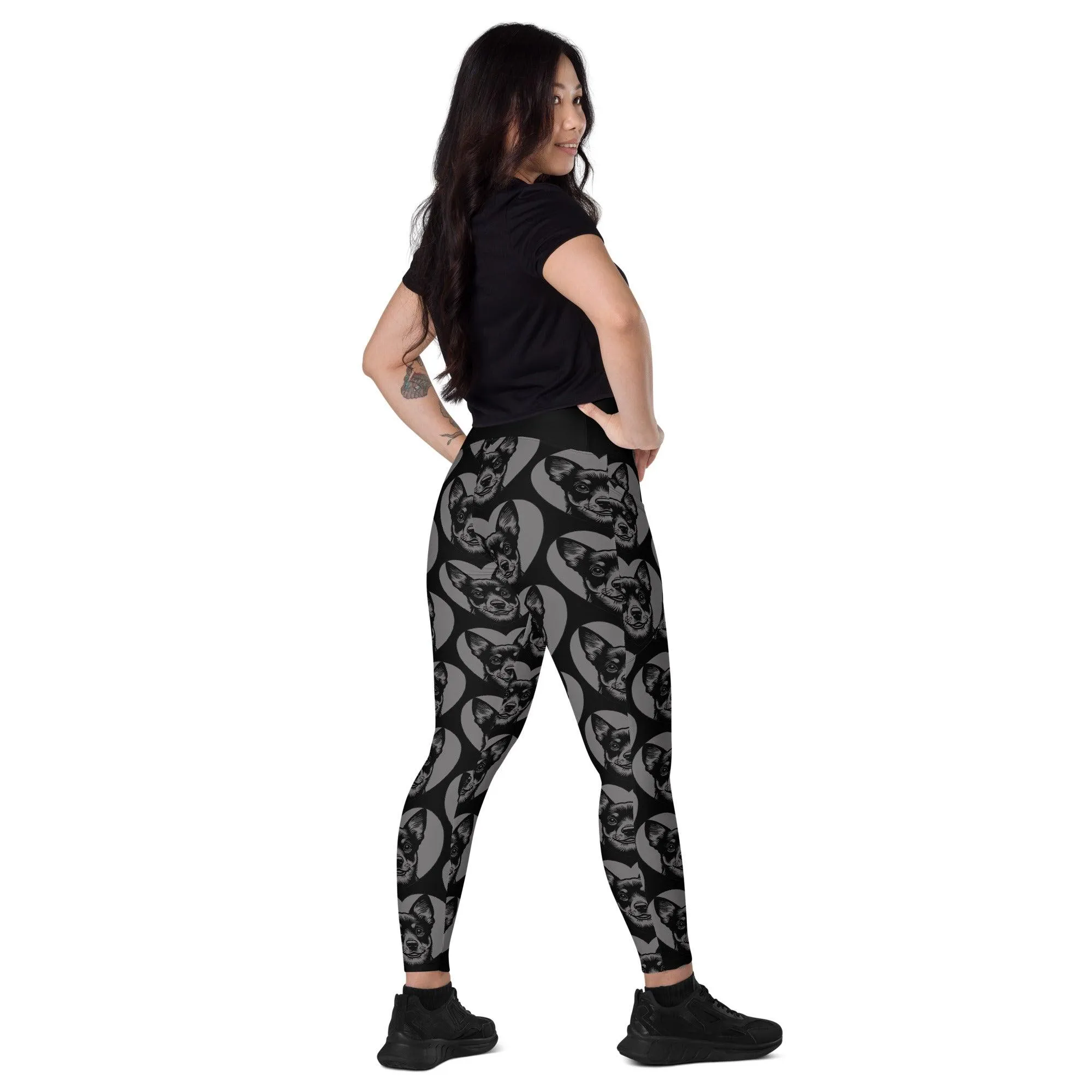 DOG BREED LEGGINGS with pockets - LANCASHIRE HEELER - HERTTAHOUND - grey