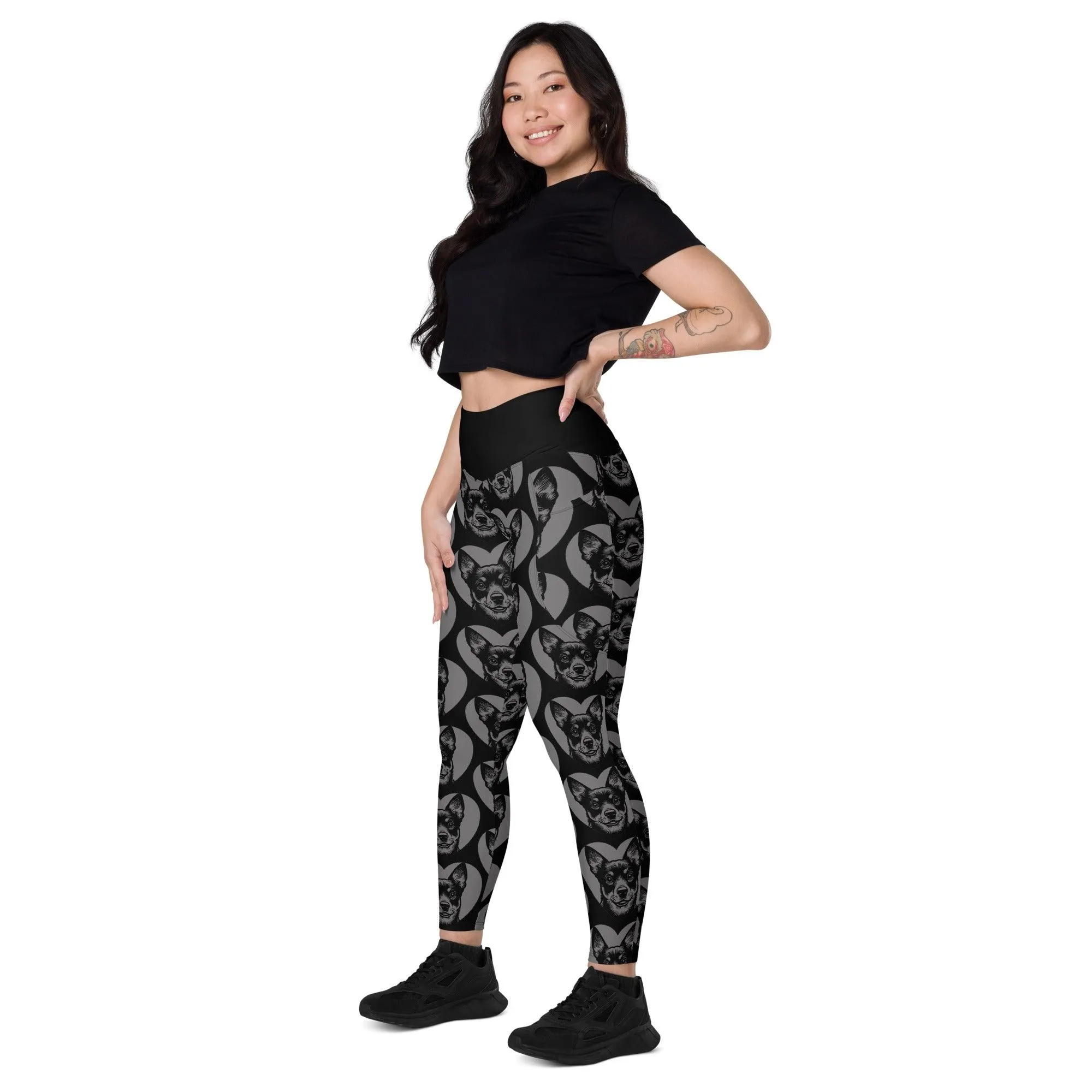 DOG BREED LEGGINGS with pockets - LANCASHIRE HEELER - HERTTAHOUND - grey
