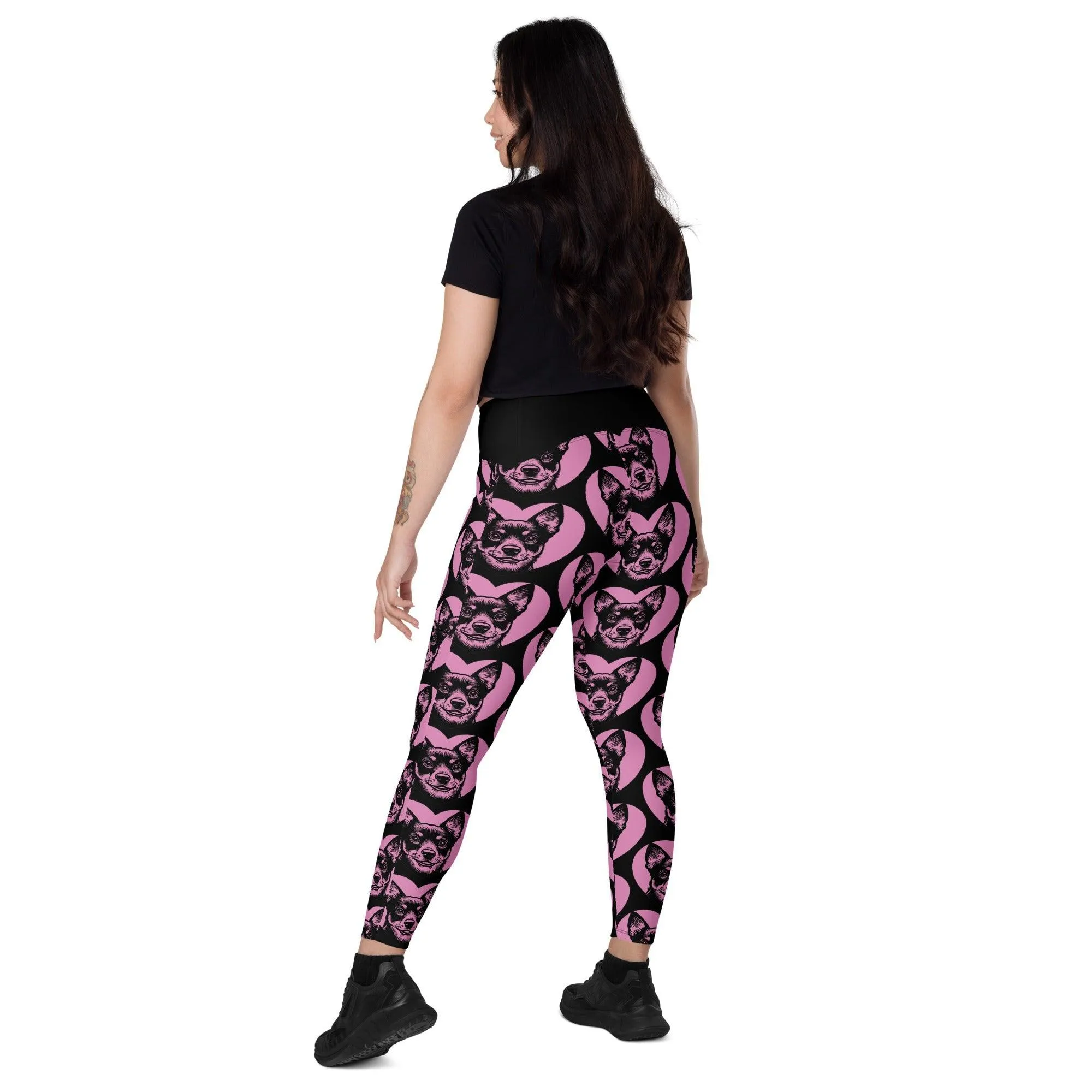 DOG BREED LEGGINGS with pockets - LANCASHIRE HEELER - HERTTAHOUND - pink