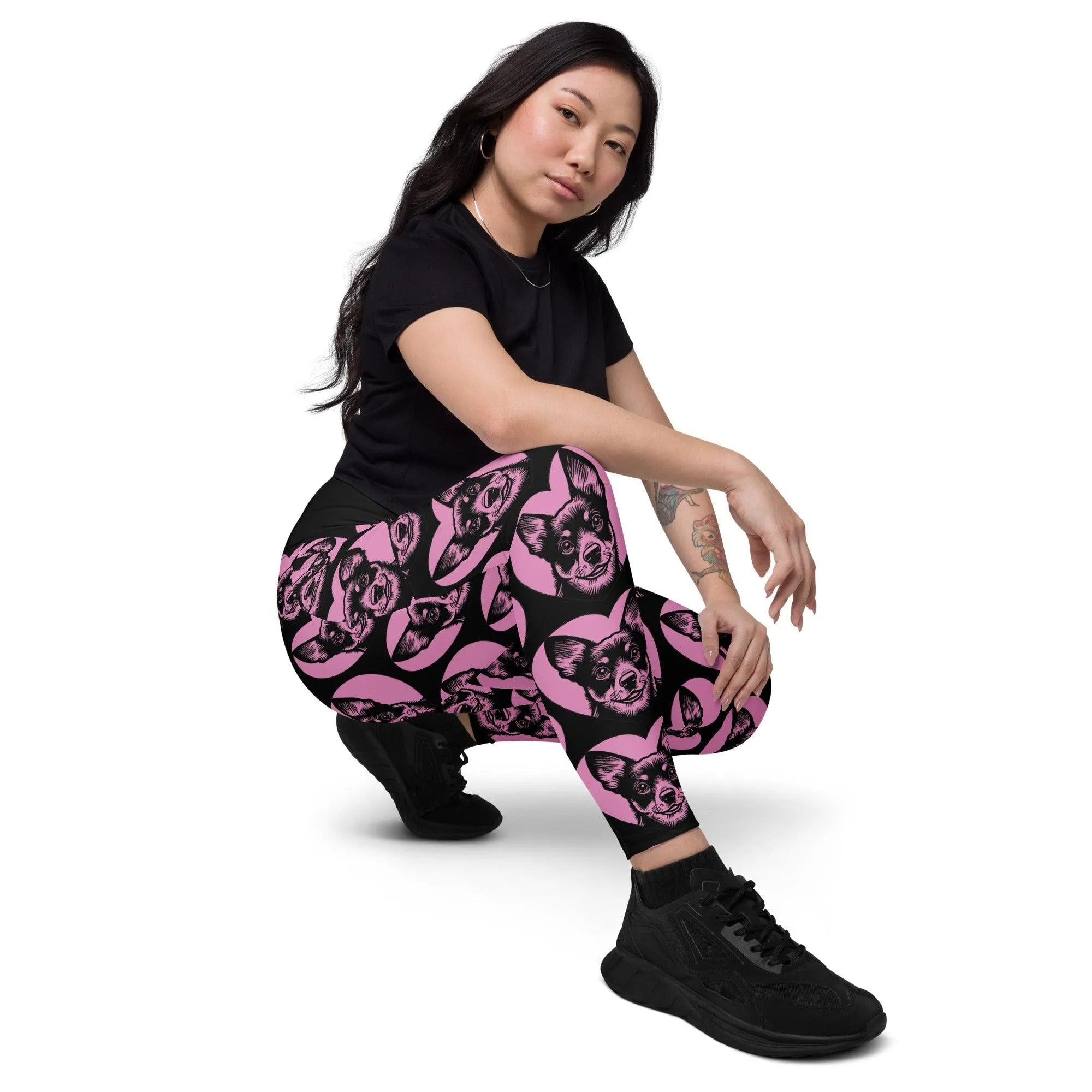 DOG BREED LEGGINGS with pockets - LANCASHIRE HEELER - HERTTAHOUND - pink