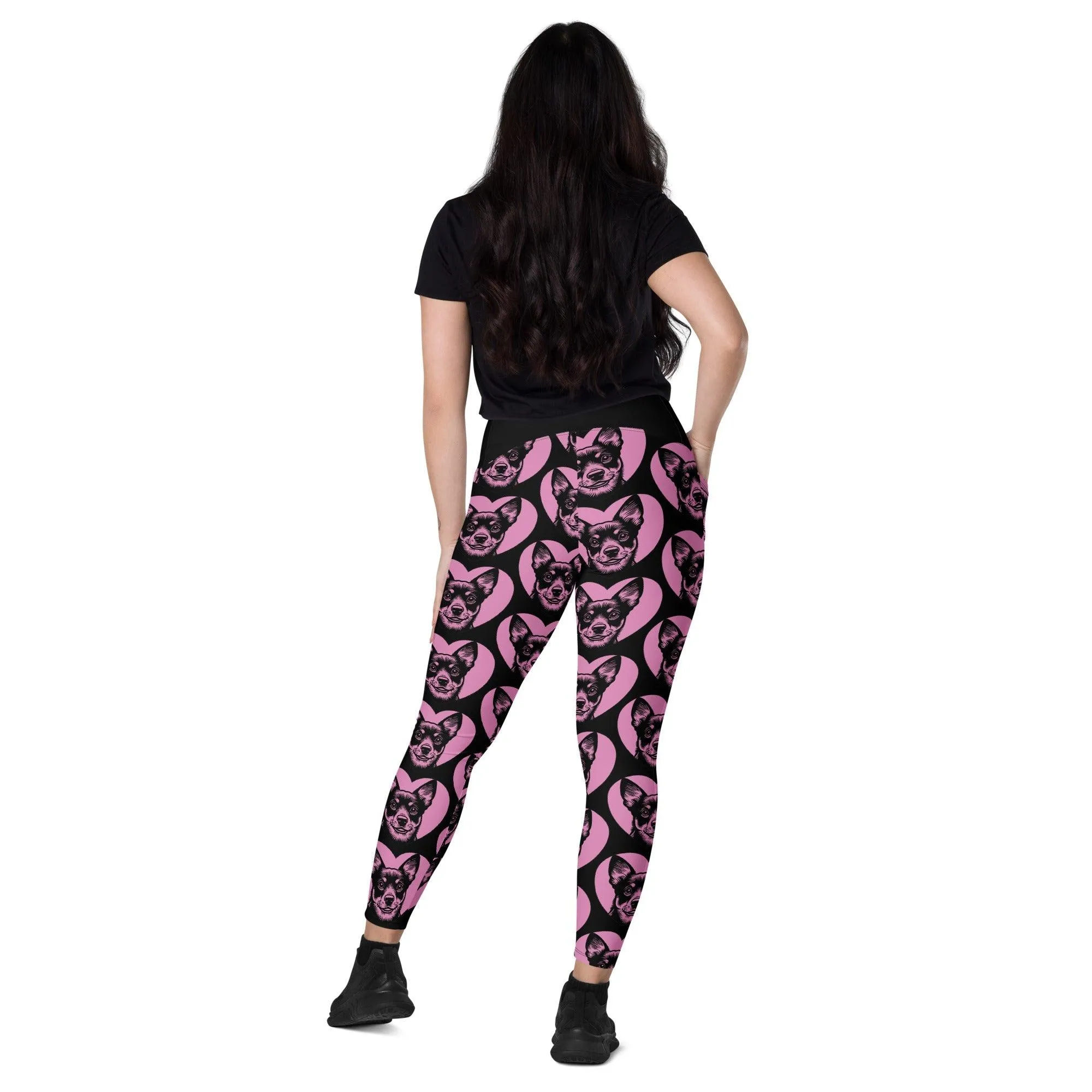 DOG BREED LEGGINGS with pockets - LANCASHIRE HEELER - HERTTAHOUND - pink