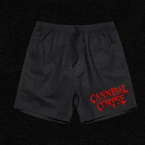 Embroidered Logo Beach Shorts (Black)