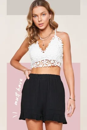 Flared Linen Shorts