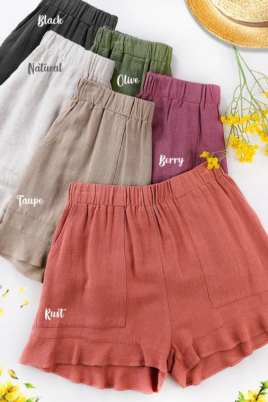Flared Linen Shorts