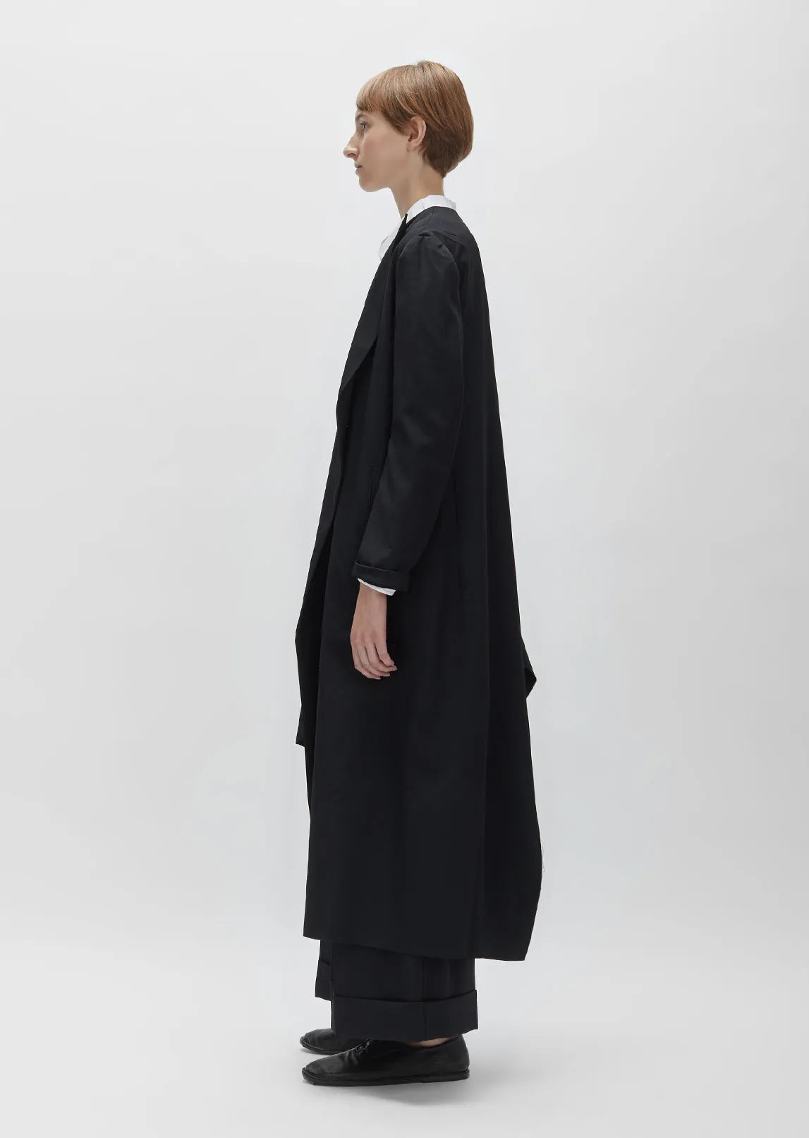 Gabardine Asymmetric Long Blazer